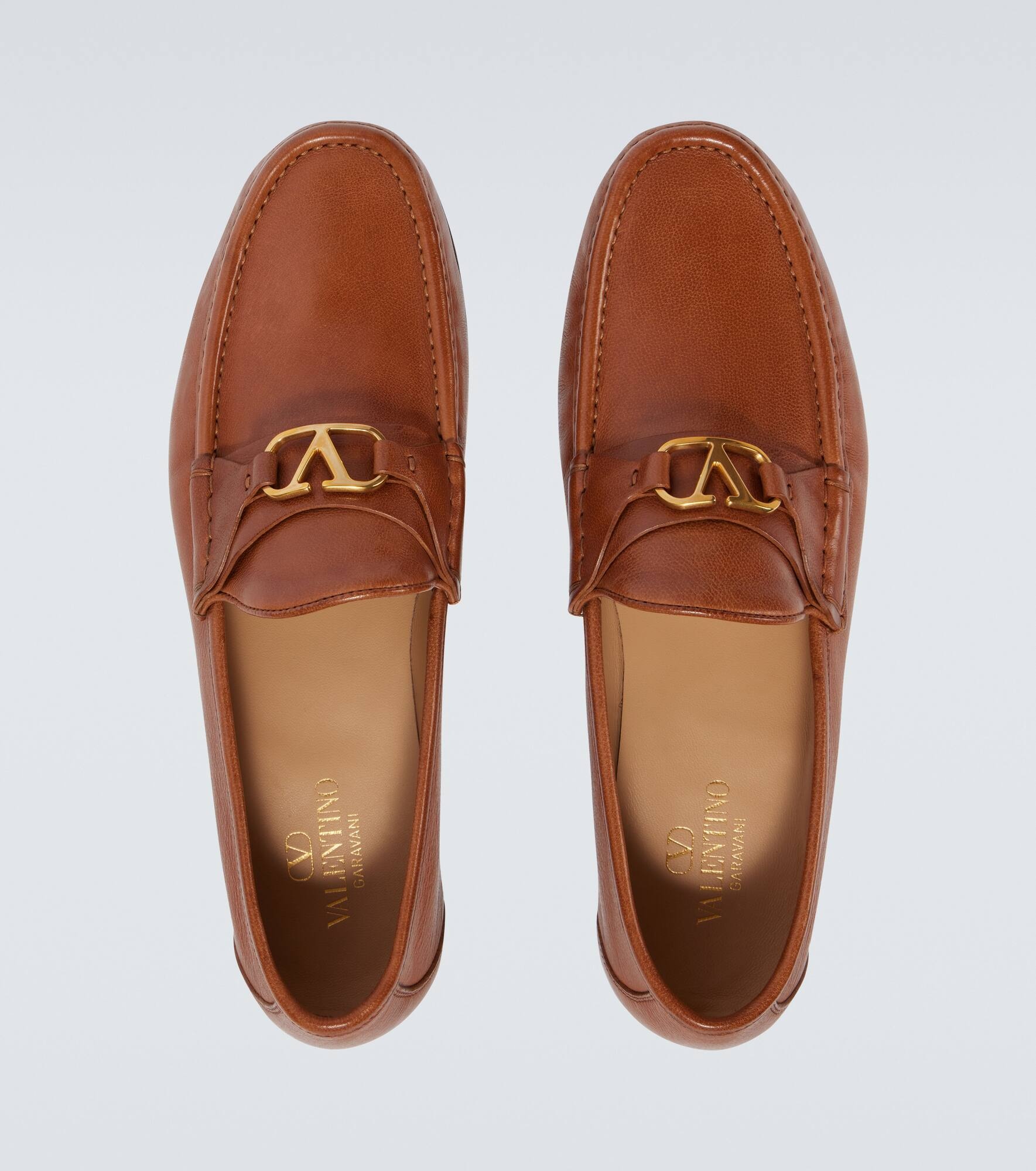 VLogo leather loafers - 4