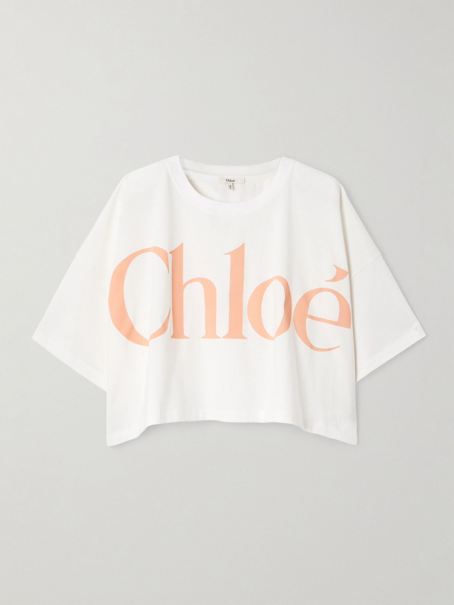 Cropped printed cotton-jersey T-shirt White - 1