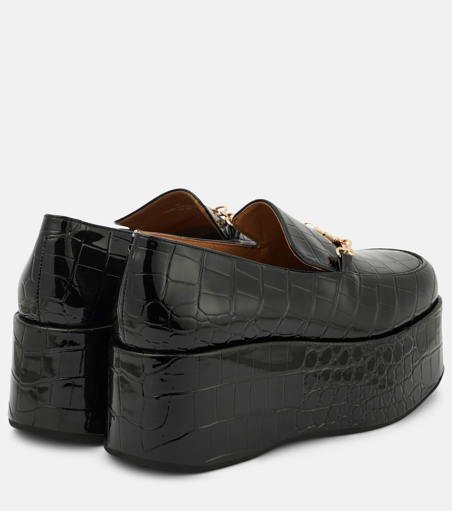 Croc-effect faux leather platform loafers - 2
