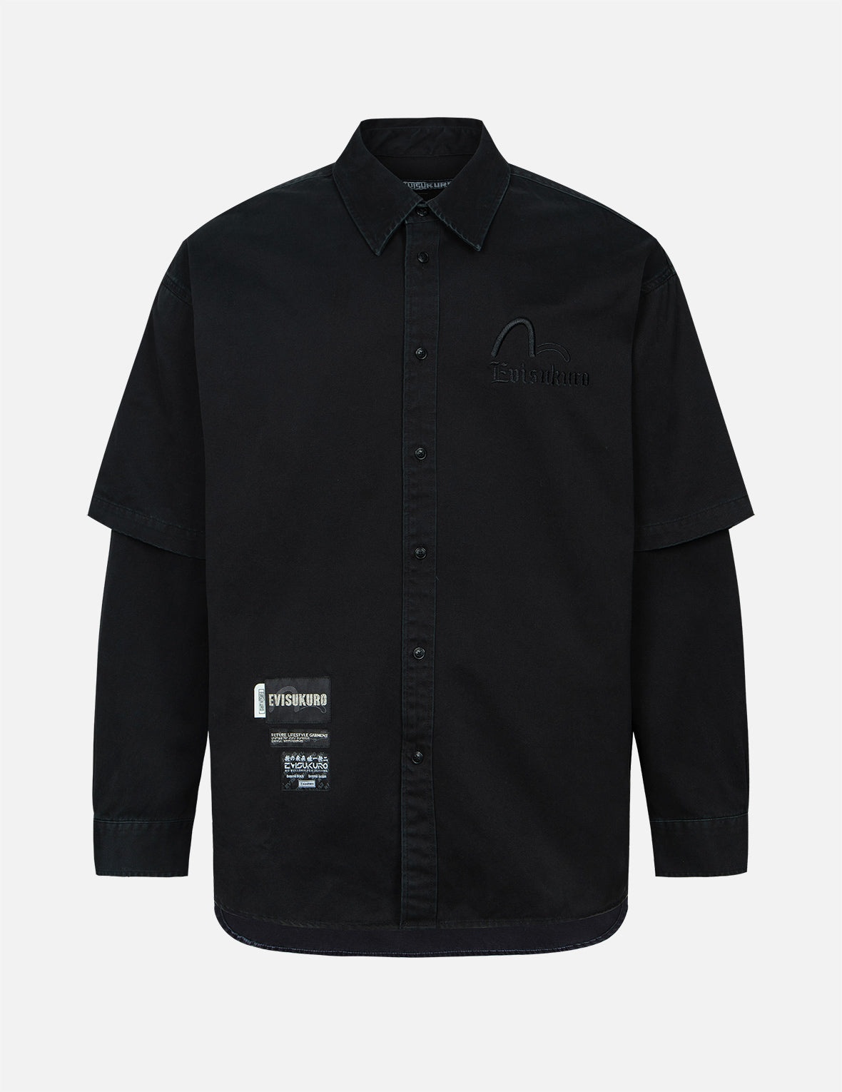 Metallic Seagull and Logo Print Relax Fit Oxford Shirt - 1