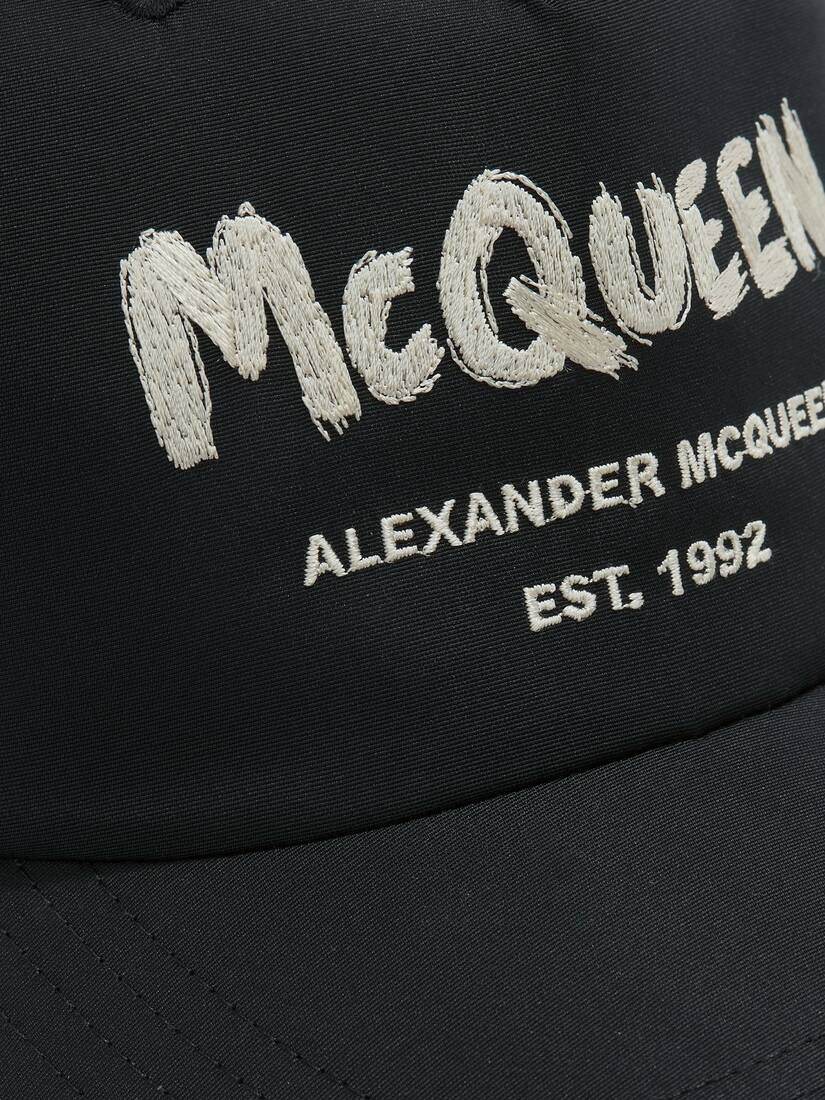 Mcqueen Graffiti Baseball Cap in Black/ivory - 4