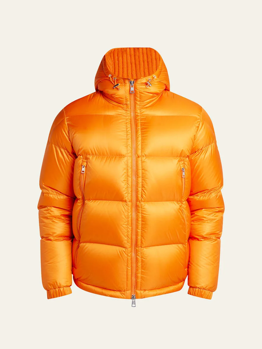 Men's Quilted Ripstop Down Hooded Jacket - 1