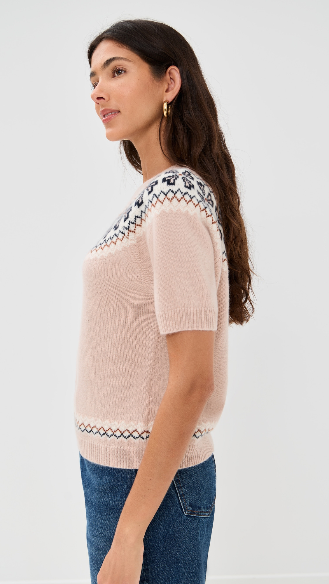The Short Sleeve Cashmere Fair Isle Sweater - 3
