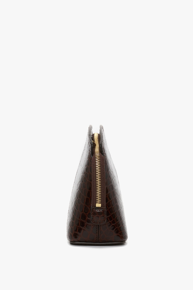Victoria Beckham Victoria Crossbody Bag In Dark Brown Croc Embossed Leather outlook