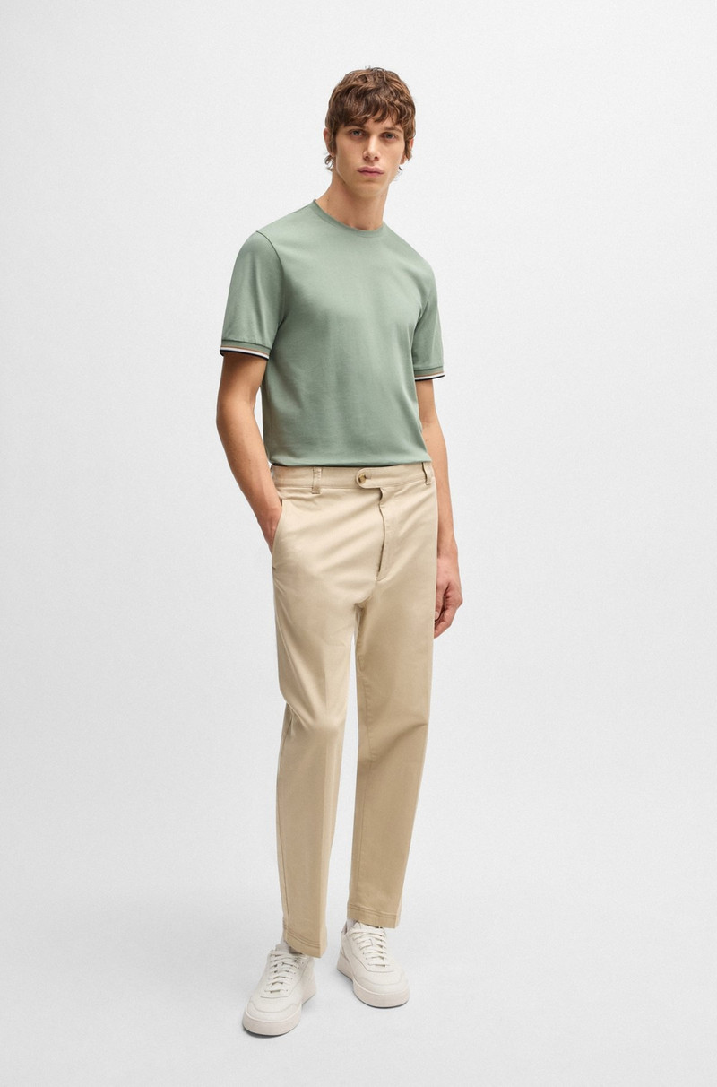 BOSS COTTON-JERSEY T-SHIRT WITH SIGNATURE-STRIPE CUFFS outlook