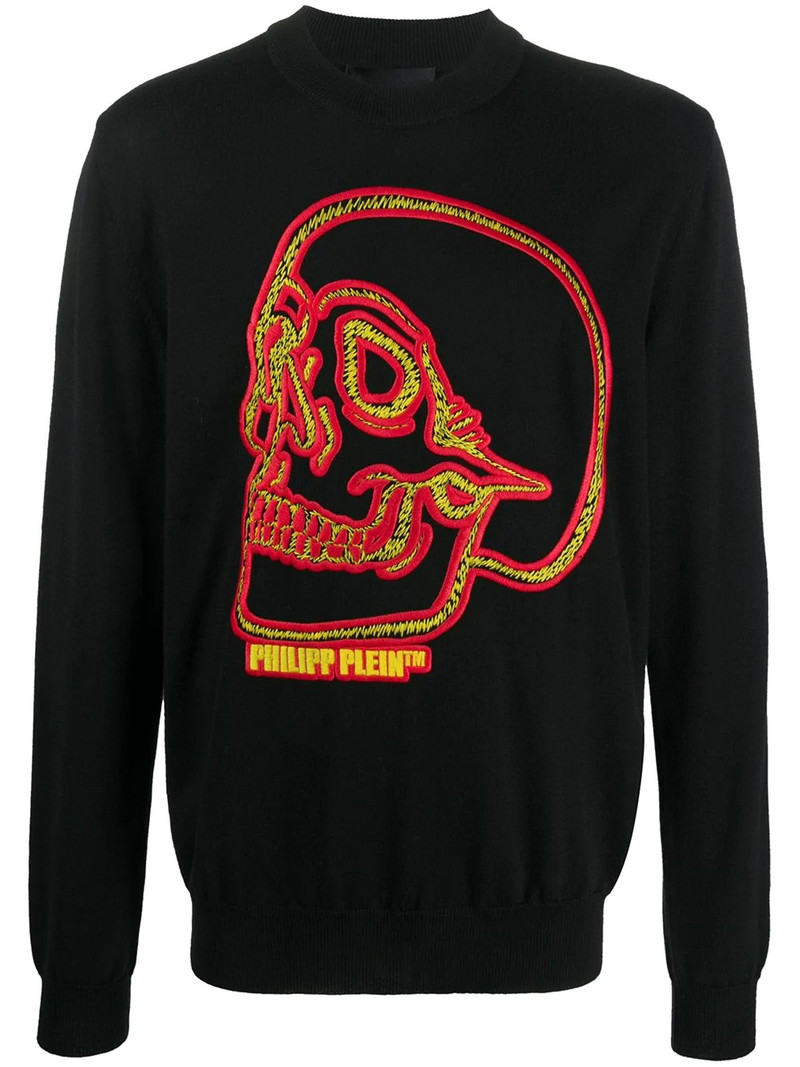 logo skull embroidered sweatshirt 1