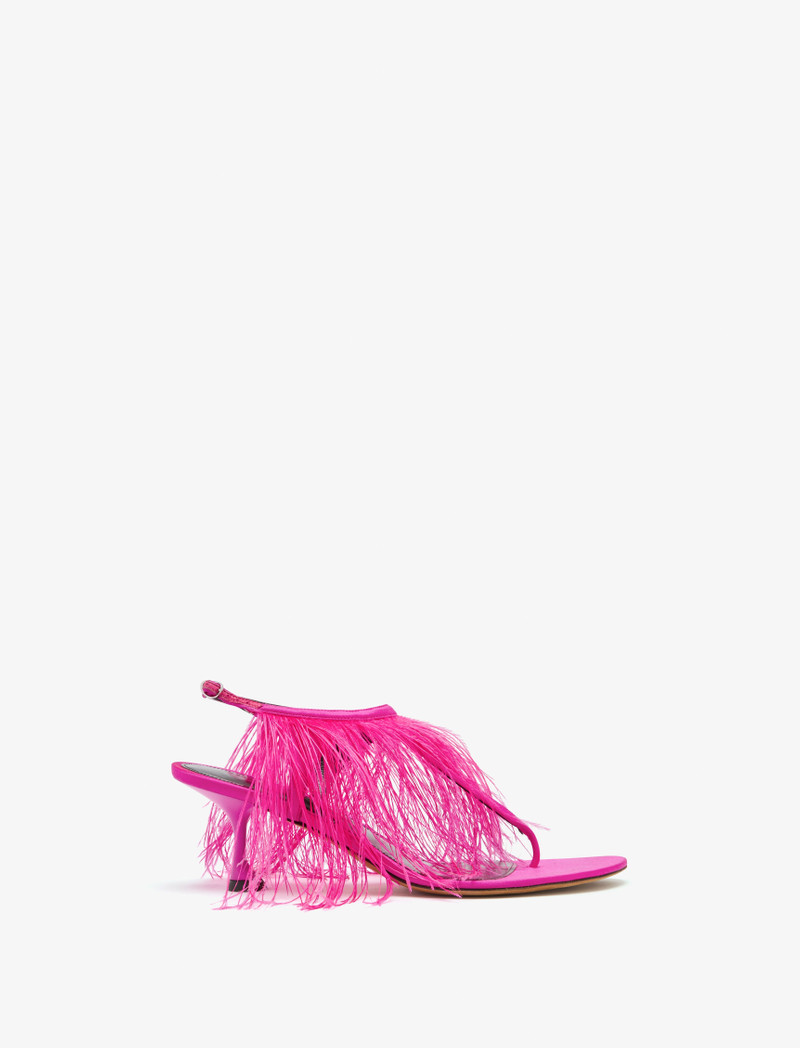 Tee Thong Feather Sandals in Satin - 1