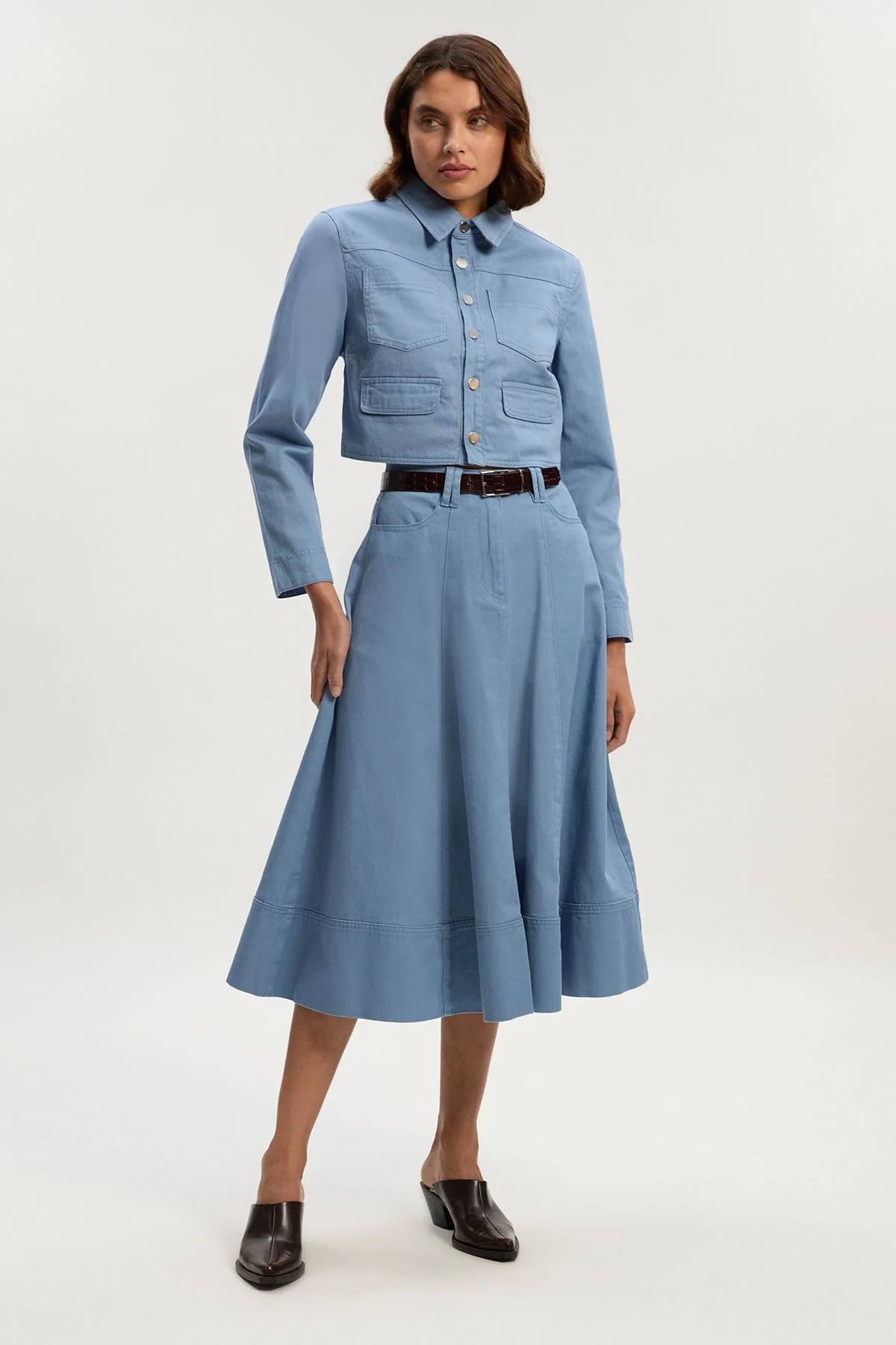 Denim 5 Pocket Midi Skirt - 1
