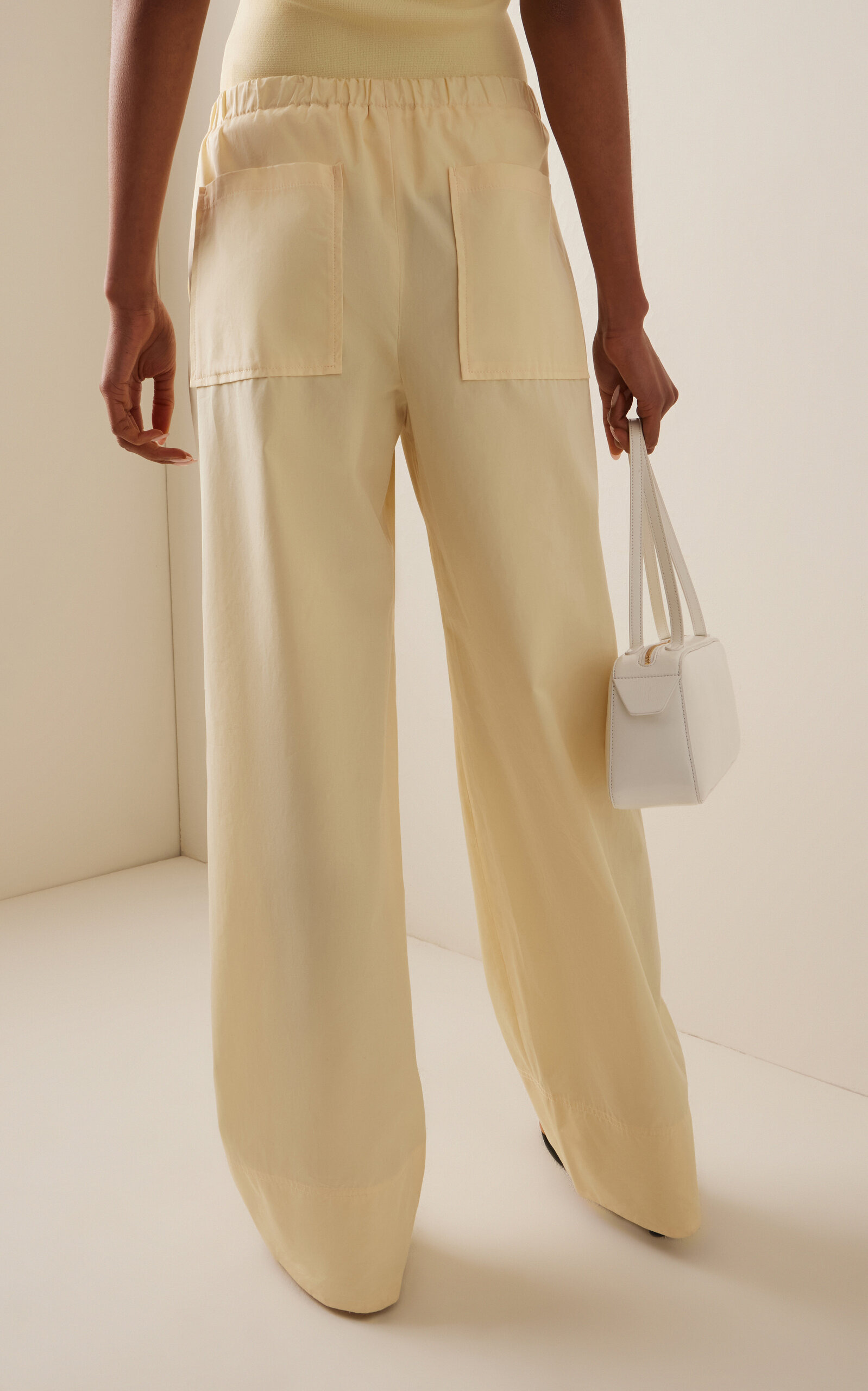 Twisted Seam Cotton Wide-Leg Pants yellow - 4