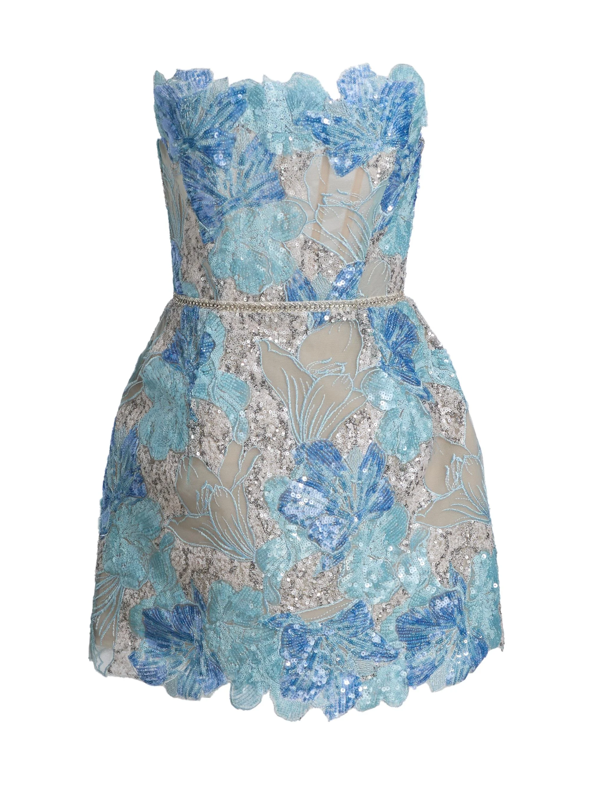 Women's Maraya Jasmine Sequined Floral-Embroidered Lace Minidress - Powder Blue Multi - 1