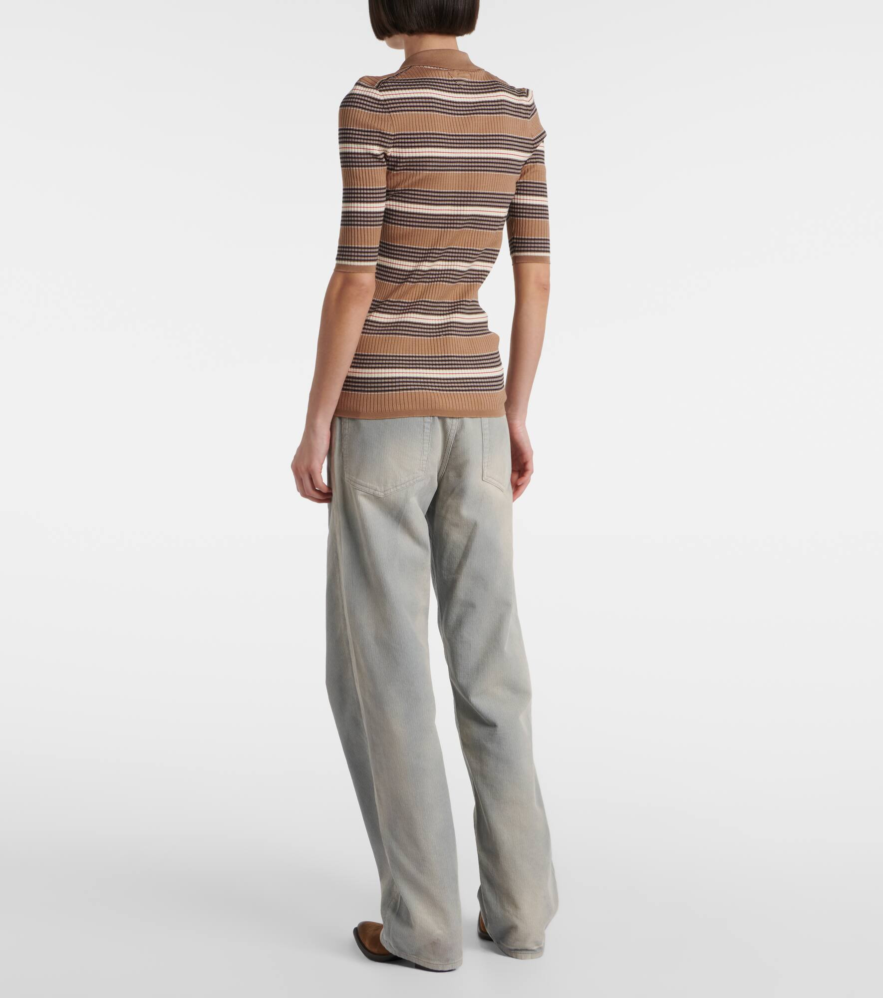Cotton-blend polo sweater - 3