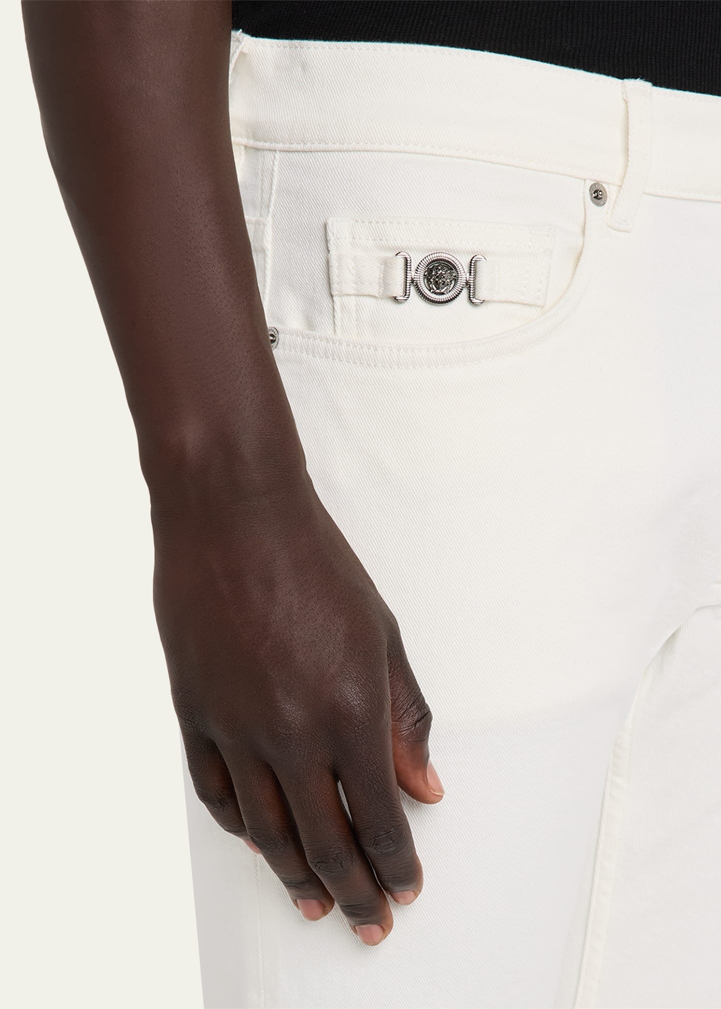 Men's White Denim Straight-Leg Jeans - 5