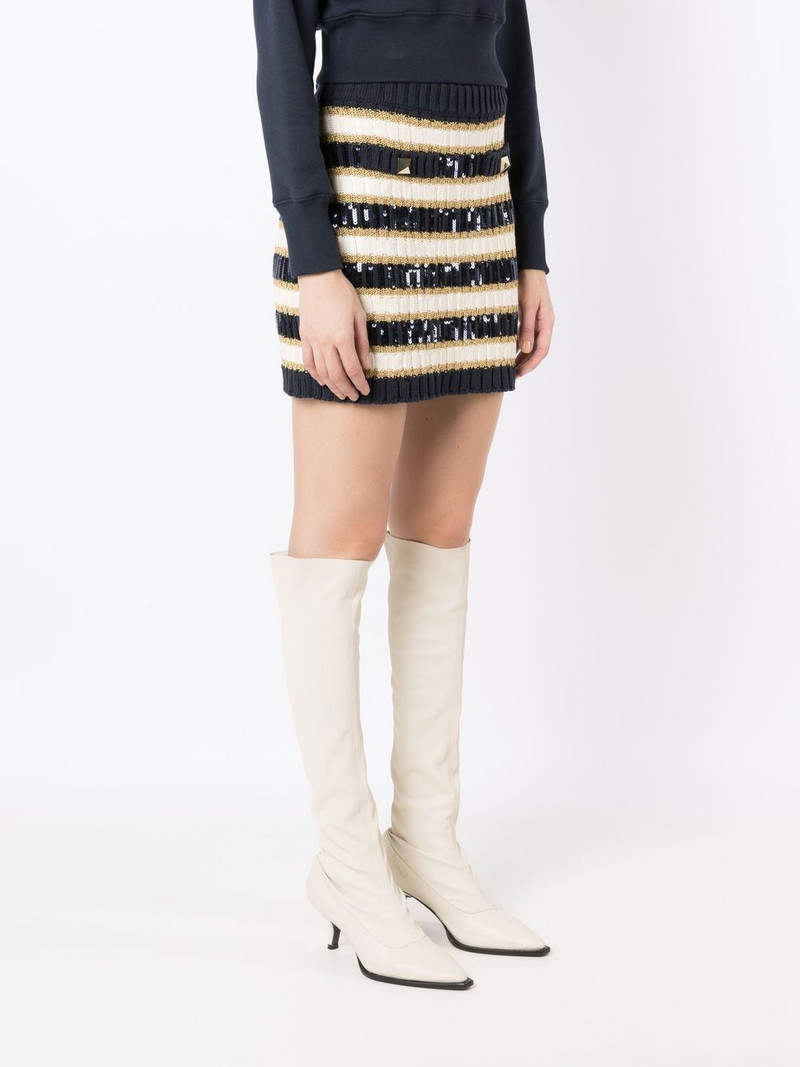 Rockstud-detail stripe-knit skirt 3