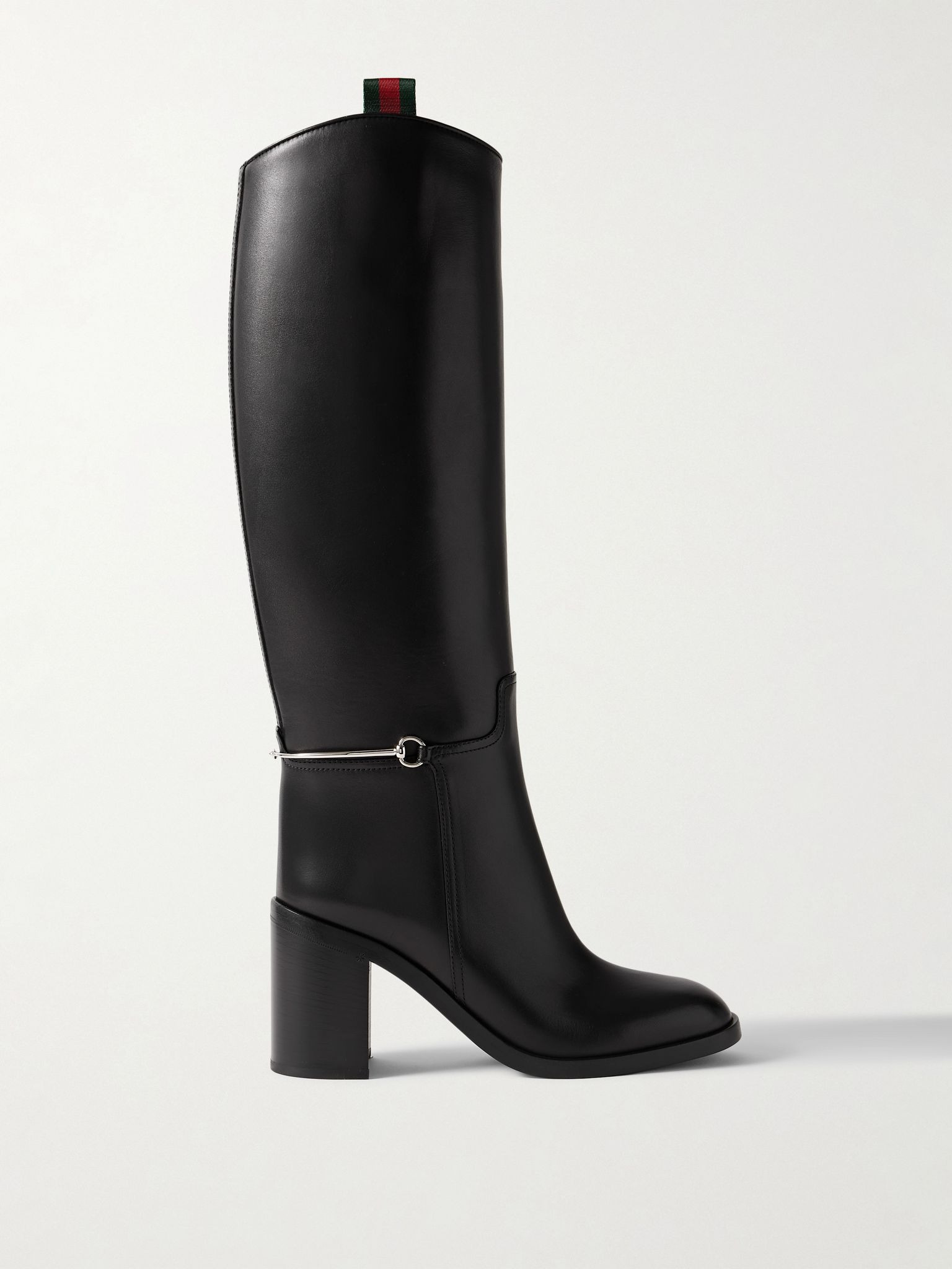 Charlotte horsebit-embellished leather knee boots Black - 1