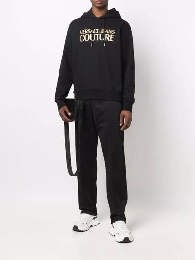 VERSACE JEANS COUTURE logo-print metallic hoodie outlook