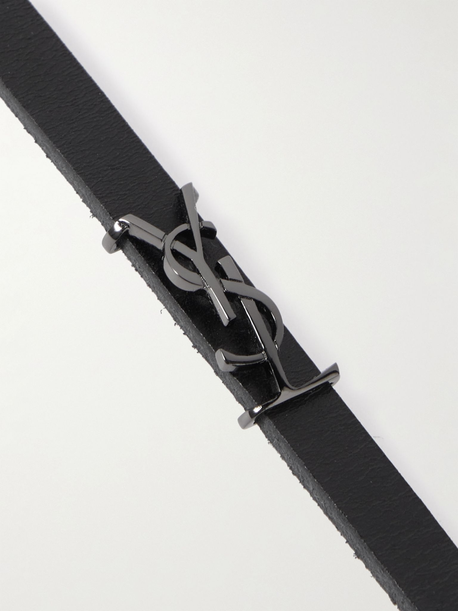 Opyum Leather and Silver-Tone Bracelet Black - 4