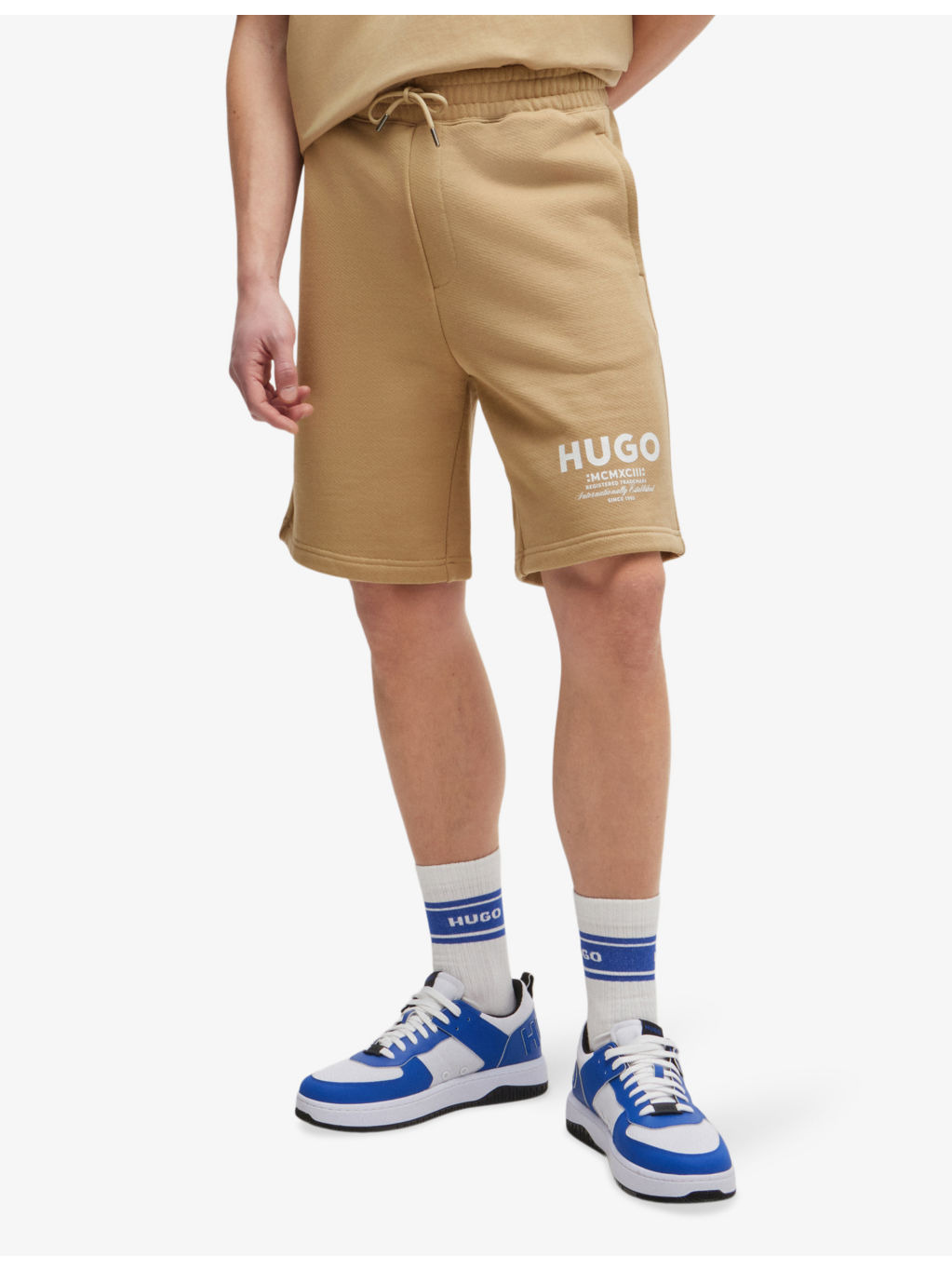 Brand-print drawstring-waist cotton-jersey shorts - 3