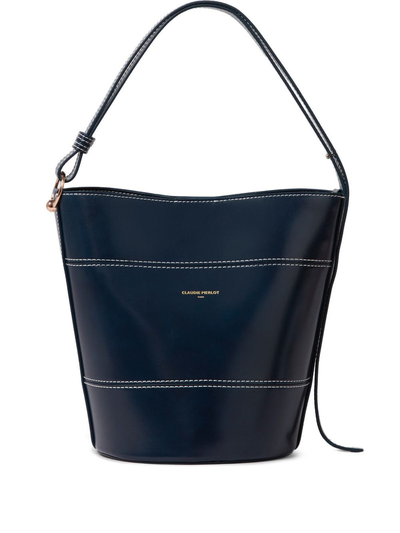 logo-detail leather bucket bag 1
