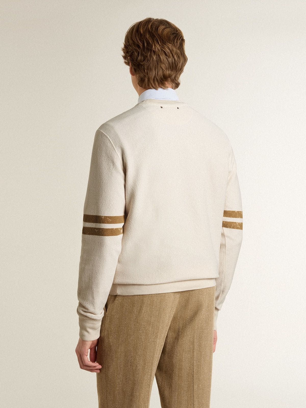 Men's white cotton sweatshirt with front print - 4