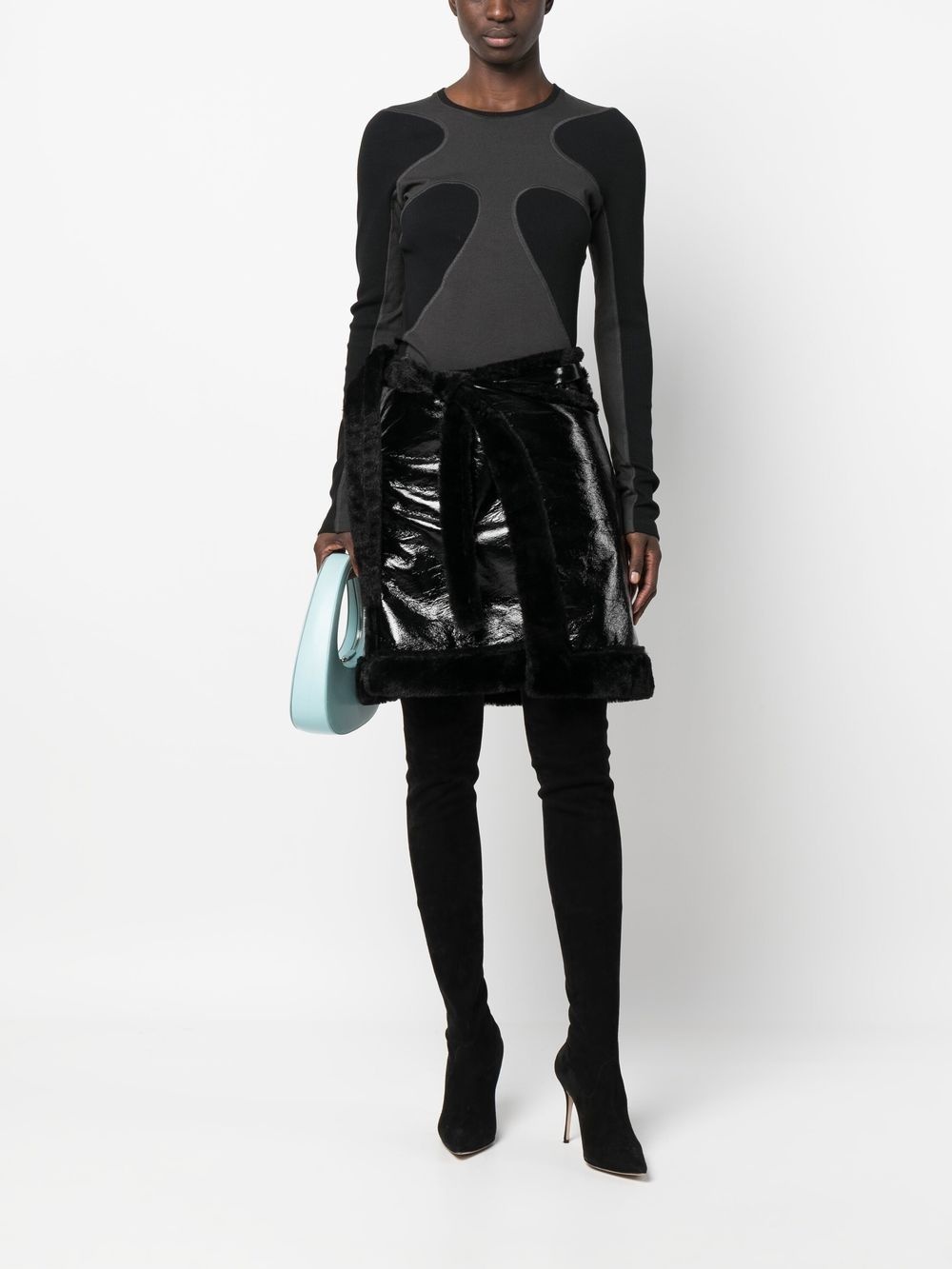 patent-finish A-line skirt - 2