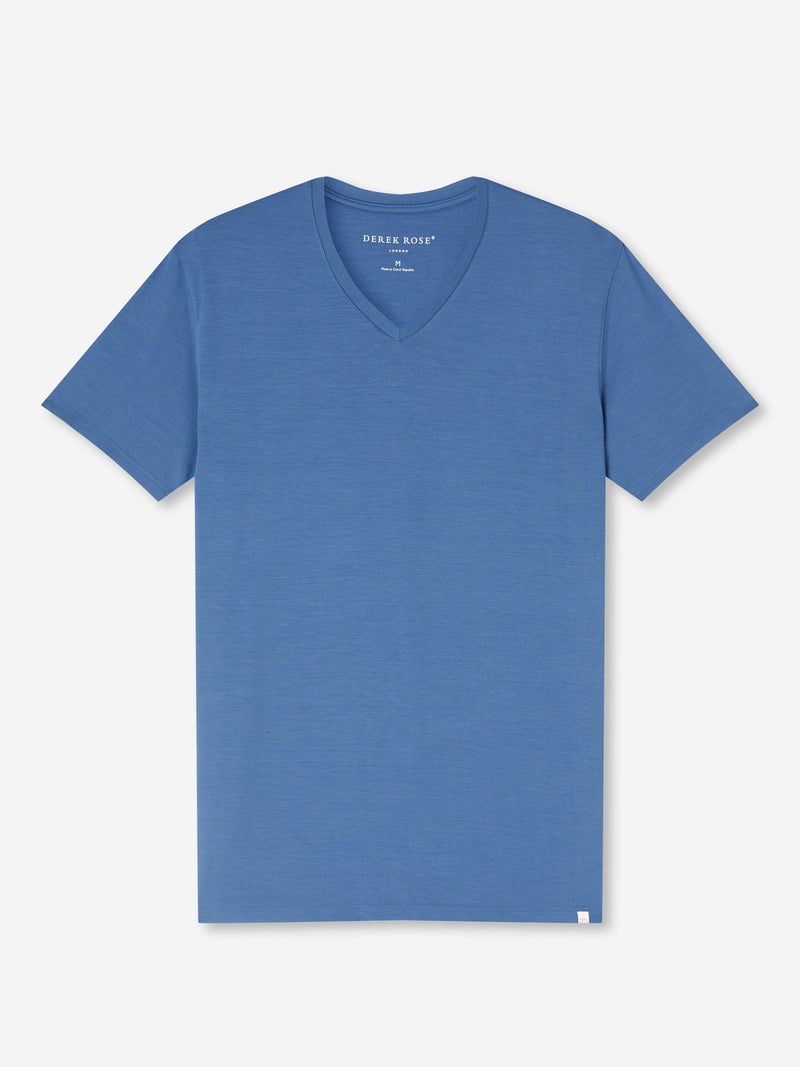 Men's V-Neck T-Shirt Basel 13 Micro Modal Stretch Blue - 1