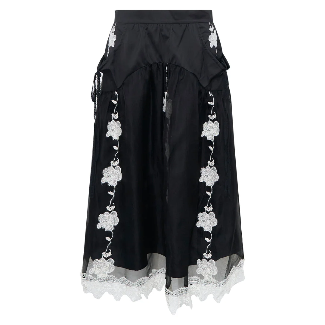 Layered Lace Midi Skirt - 1