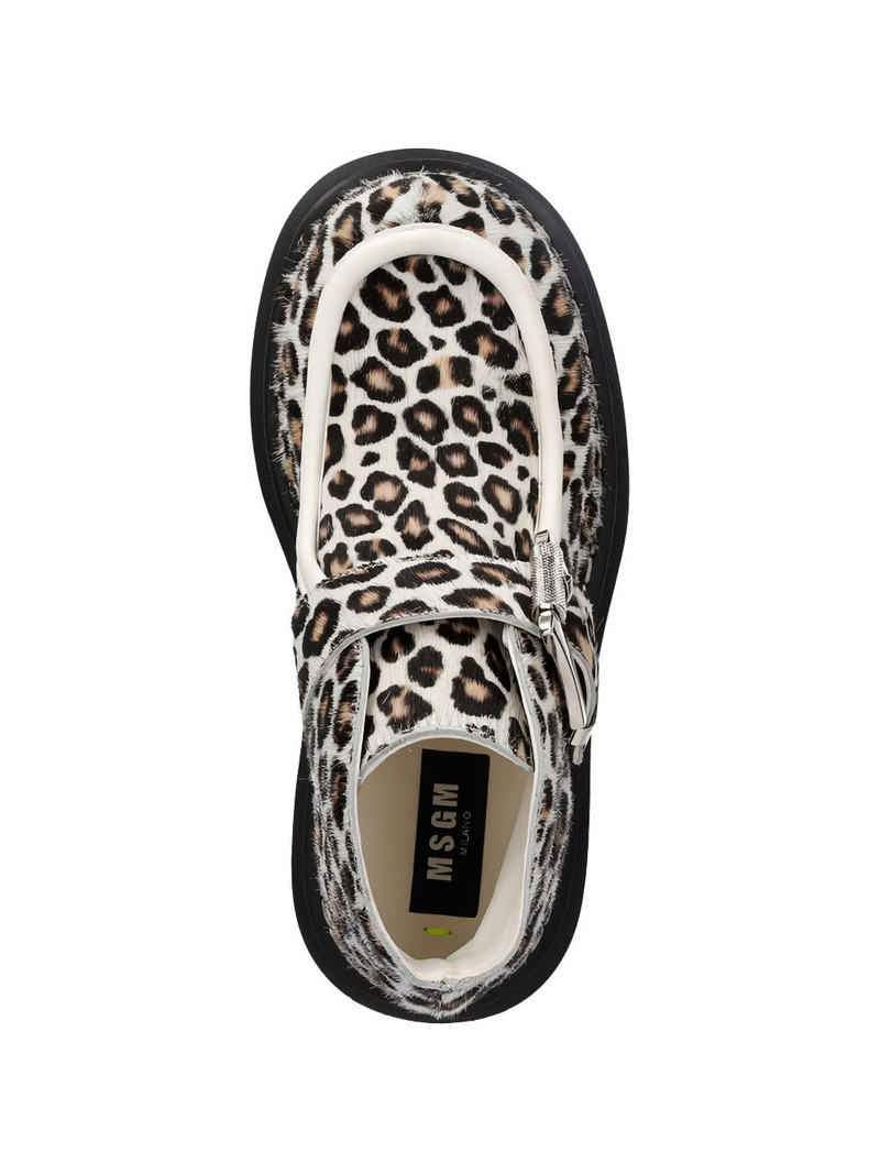 MSGM buckle leopard-print boots outlook