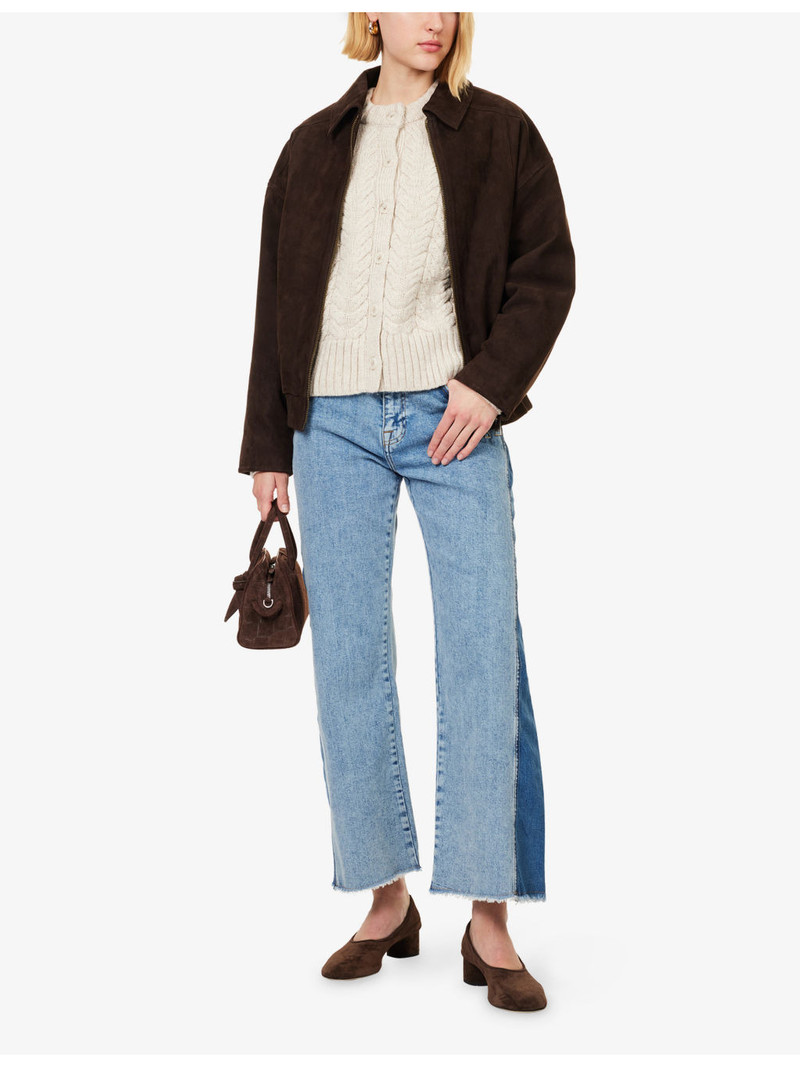 SIMKHAI Contrast-Panel Straight-Leg Stretch-Denim Jeans outlook