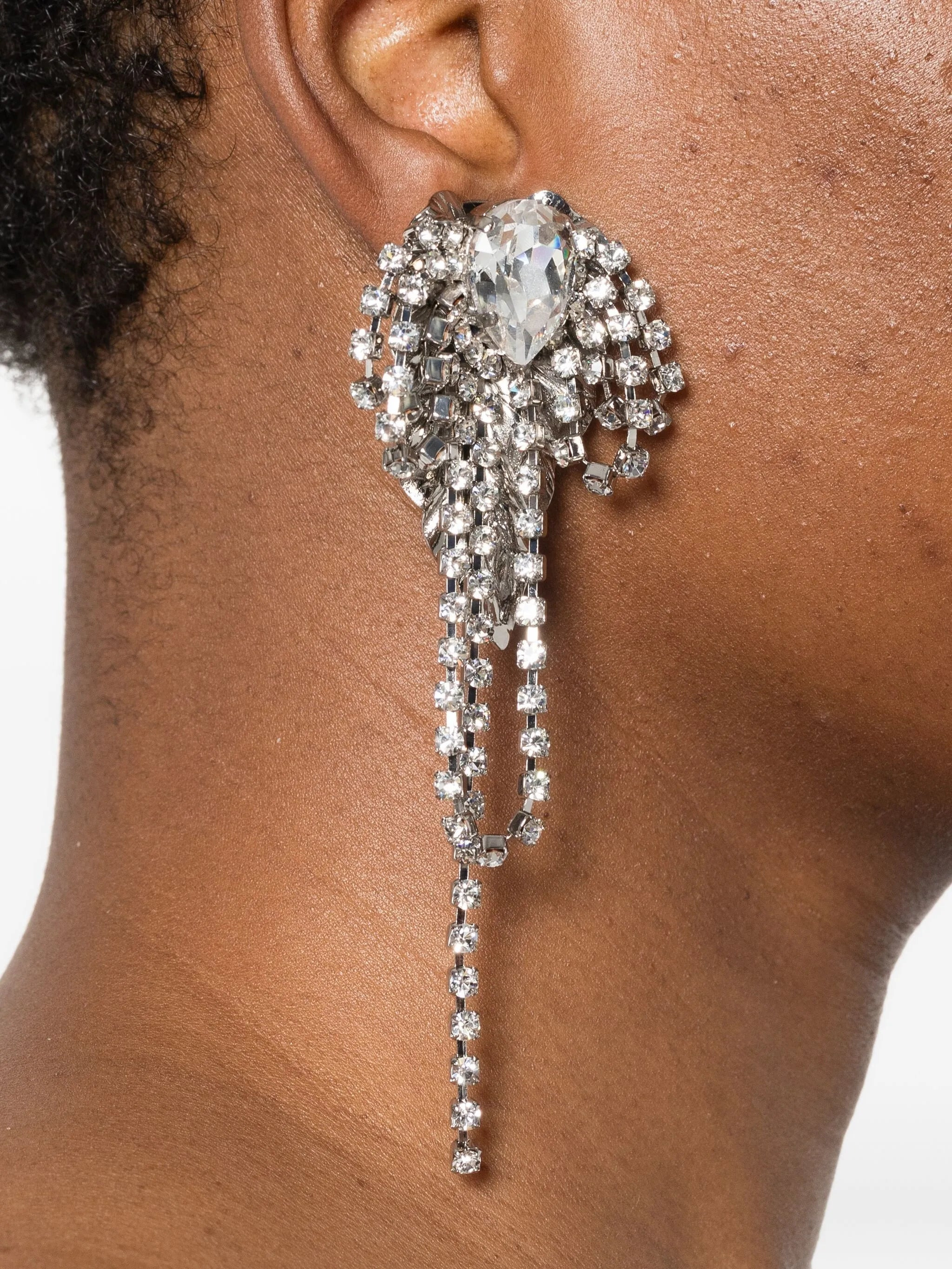 crystal-embellished fringed earrings - 2