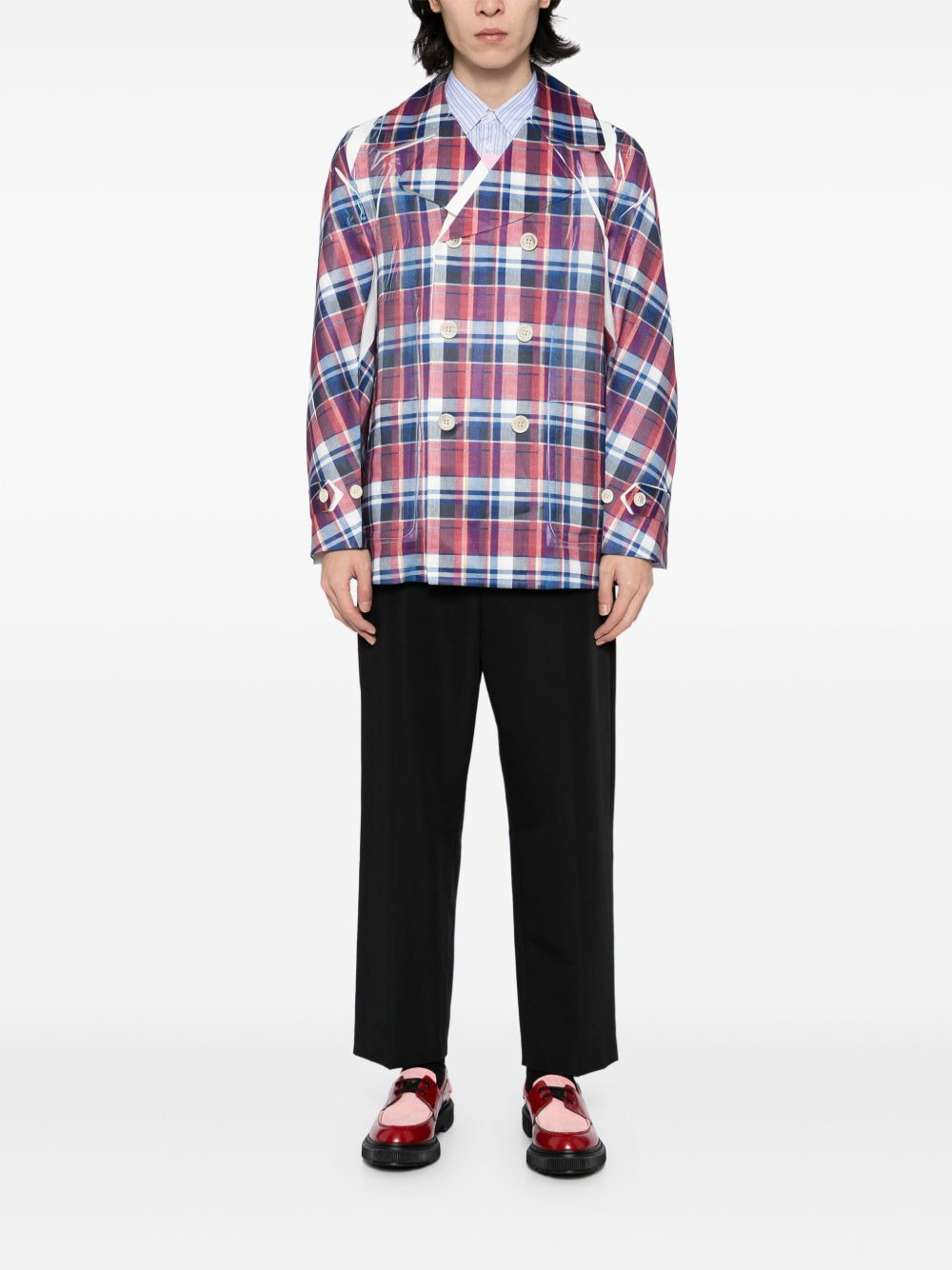 checked-print blazer - 2