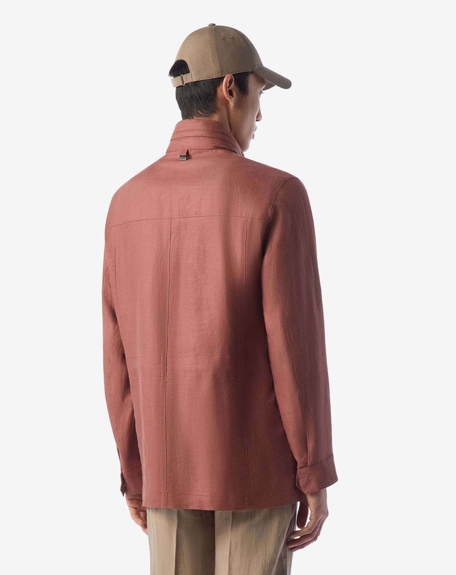 Rusty brown pure linen field jacket - 3