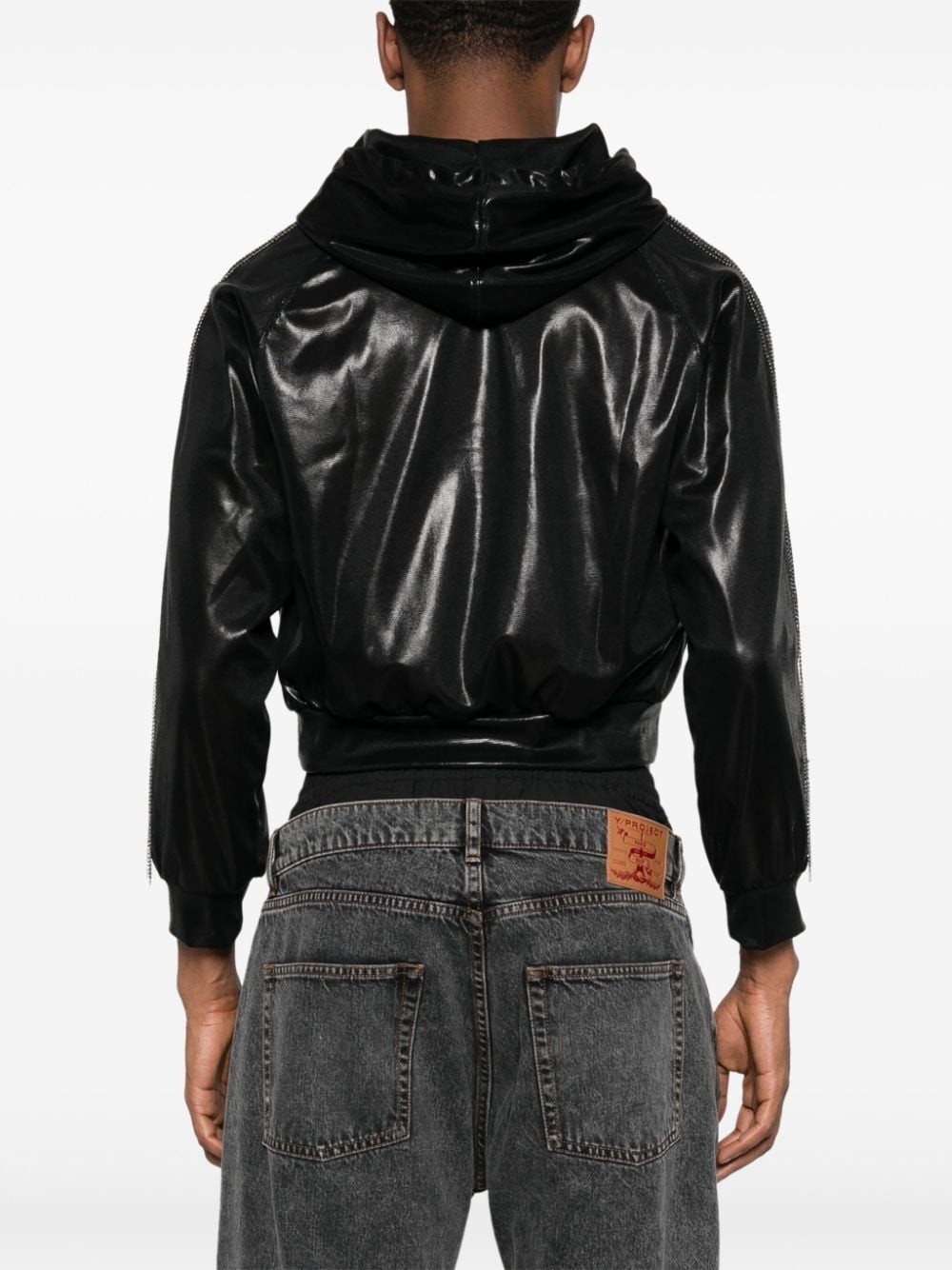 chain-detailing foiled hoodie - 4