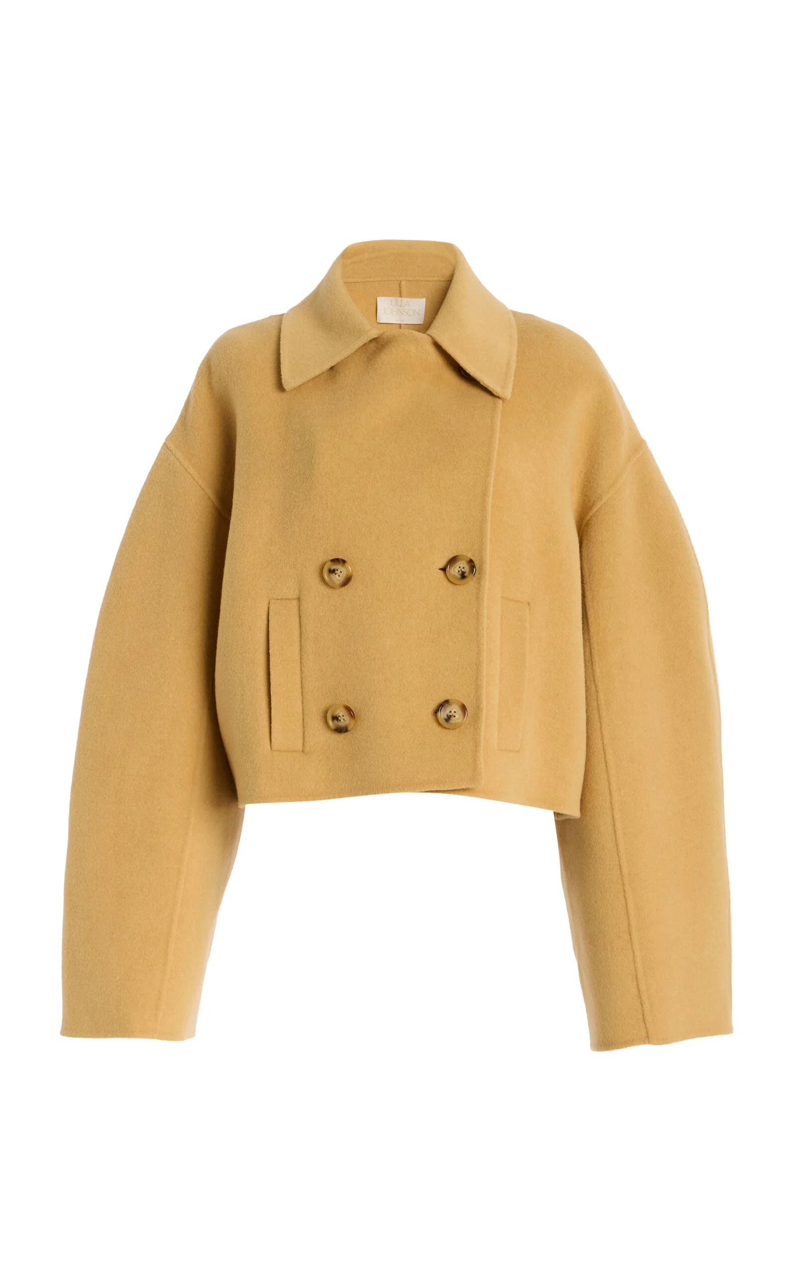 Marta Double Faced Wool Cropped Coat yellow - 1