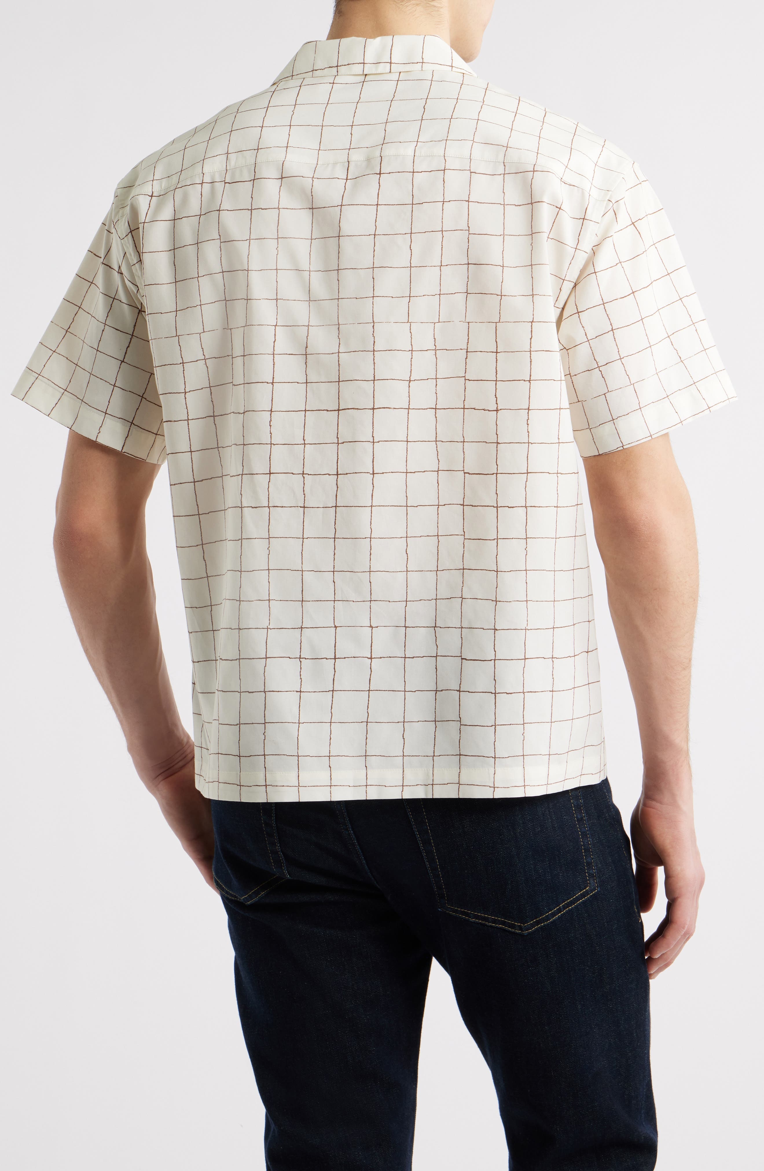 FRAME Geo Print Cotton Camp Shirt in Cream Multi at Nordstrom - 3