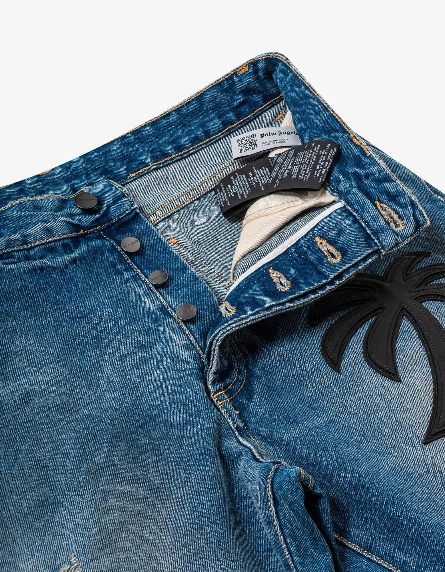 Palm Angels Blue Curved Palm Tree Regular Jeans - 6