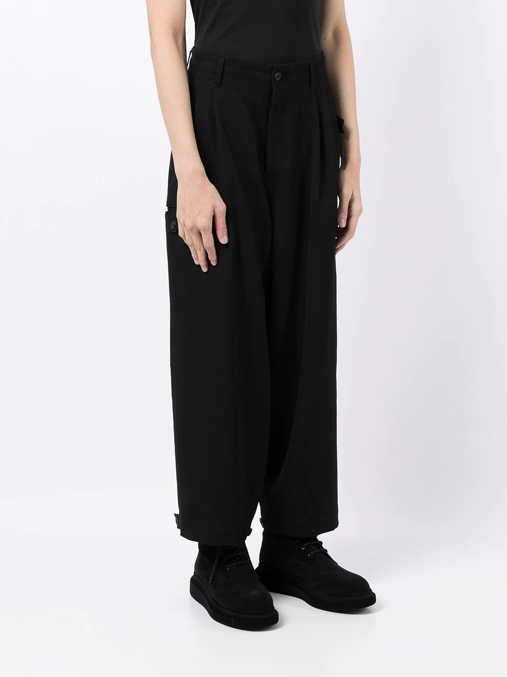 high-waisted dropped crotch trousers - 3