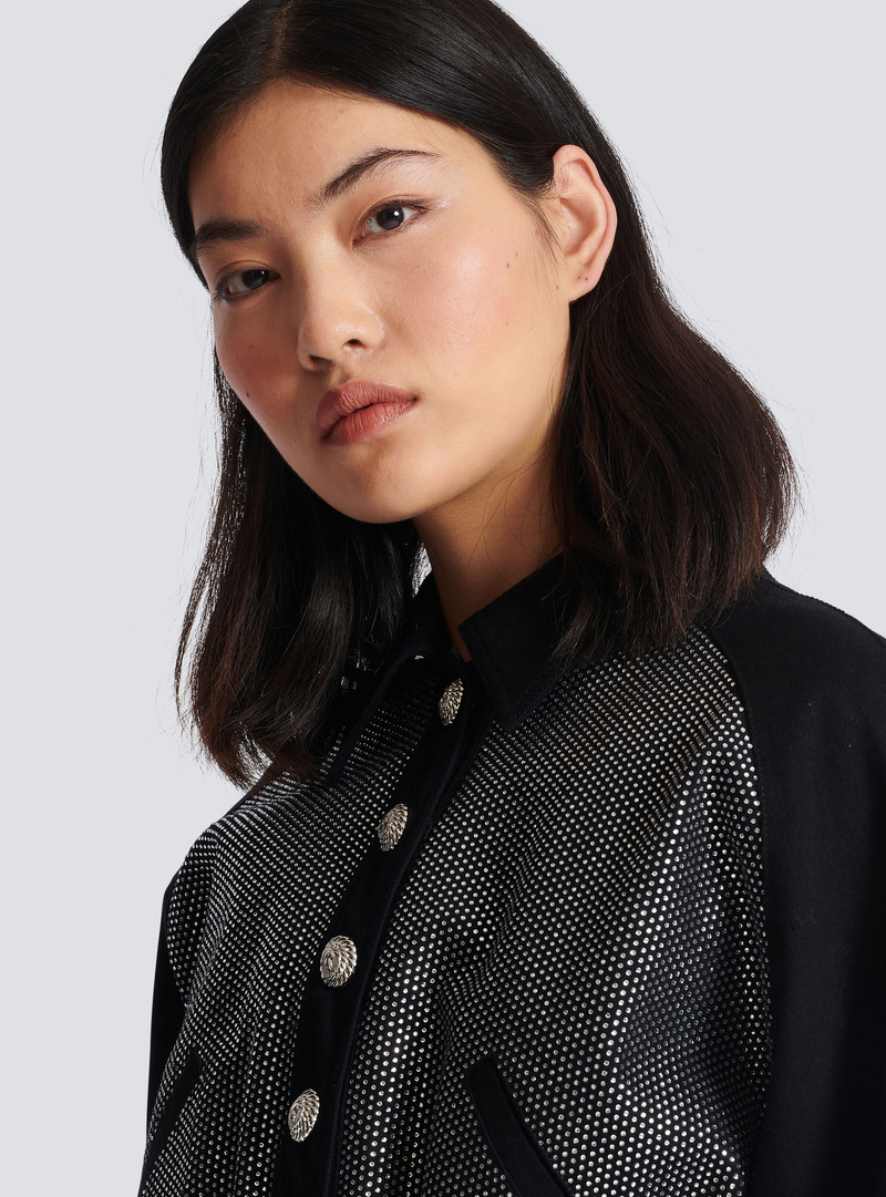 Cropped Balmain jacket with rhinestones 8
