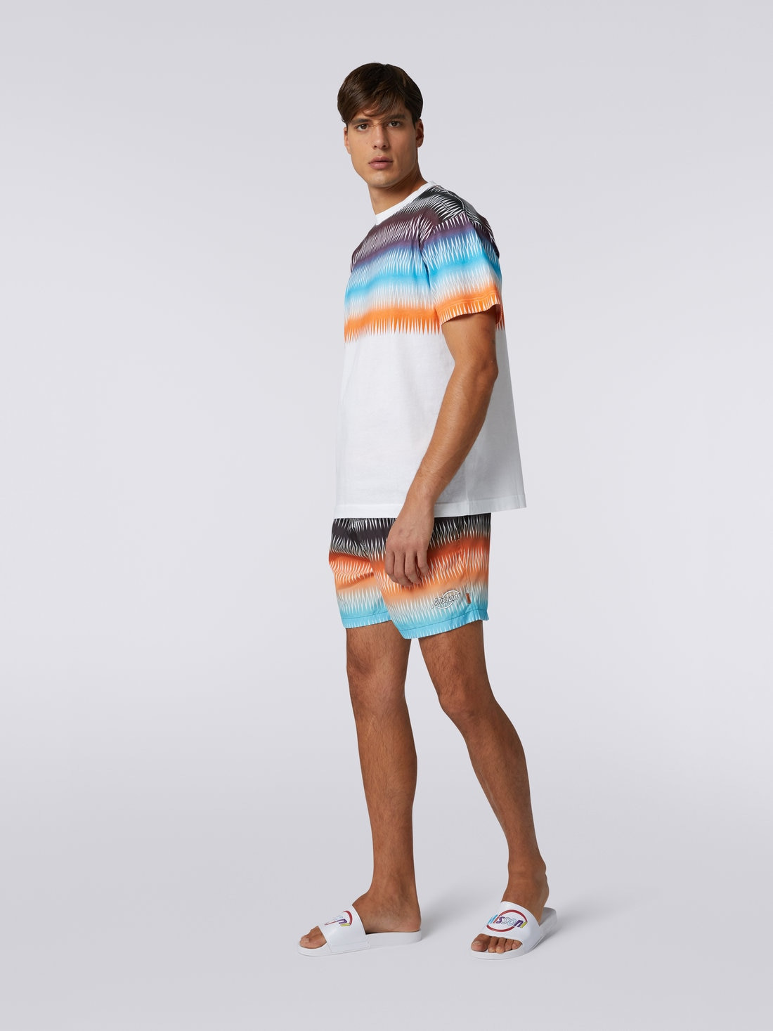 Oversized cotton crew-neck T-shirt with dégradé zigzag print - 3