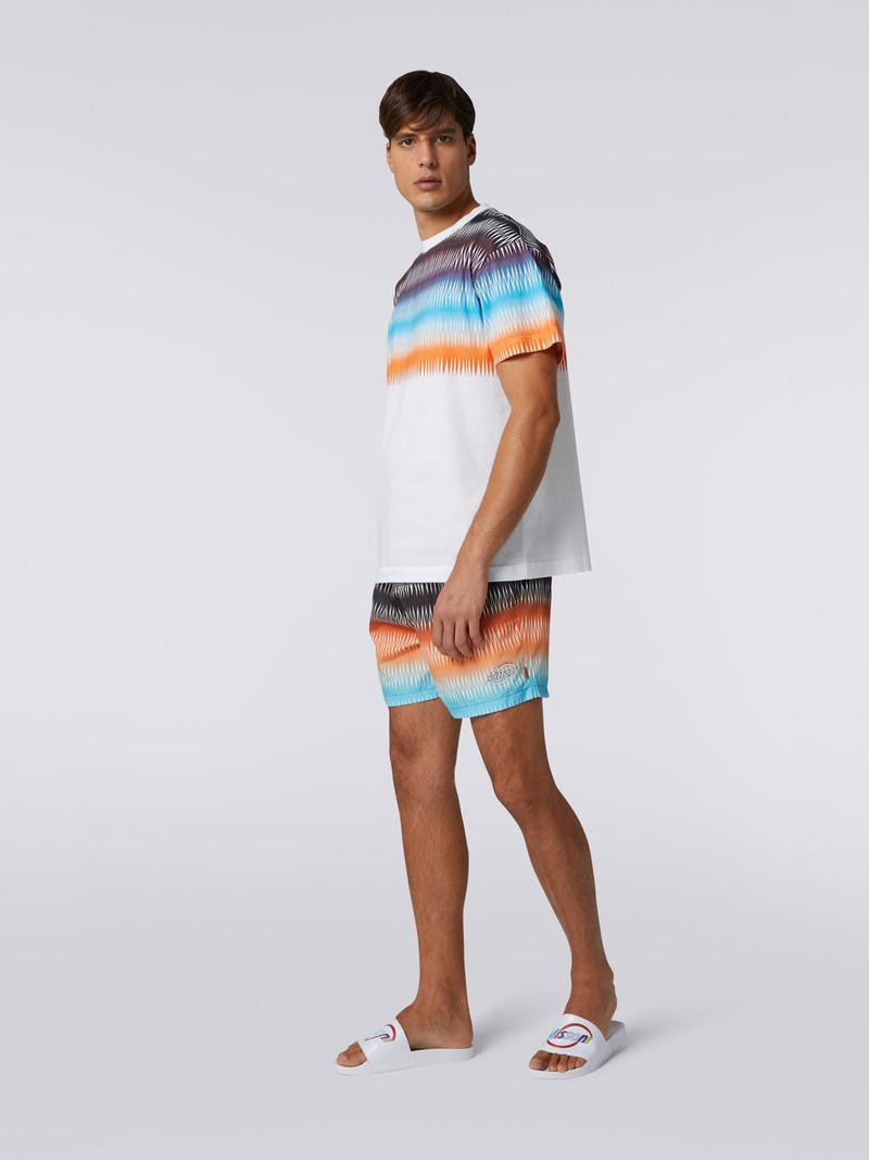 Oversized cotton crew-neck T-shirt with dégradé zigzag print 3