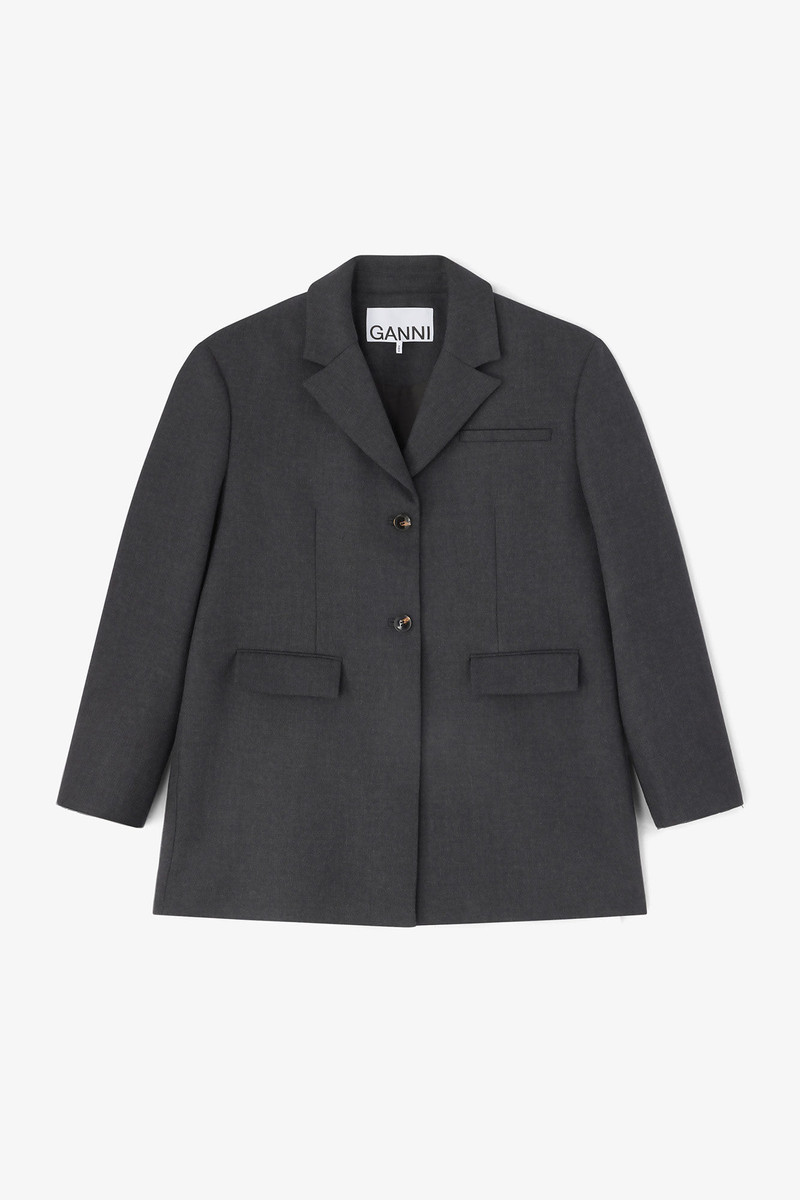 GREY WOOL SUITING BLAZER 1