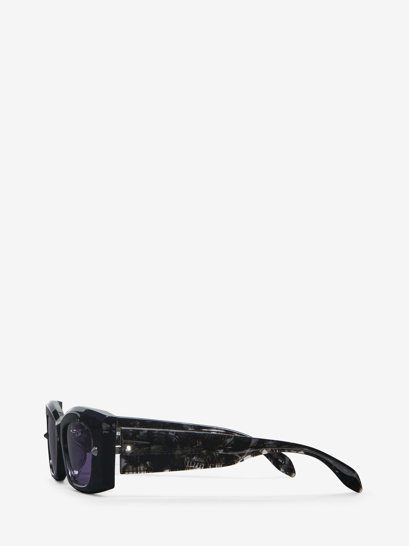 Spike Studs Rectangular Sunglasses in Havana/violet - 3