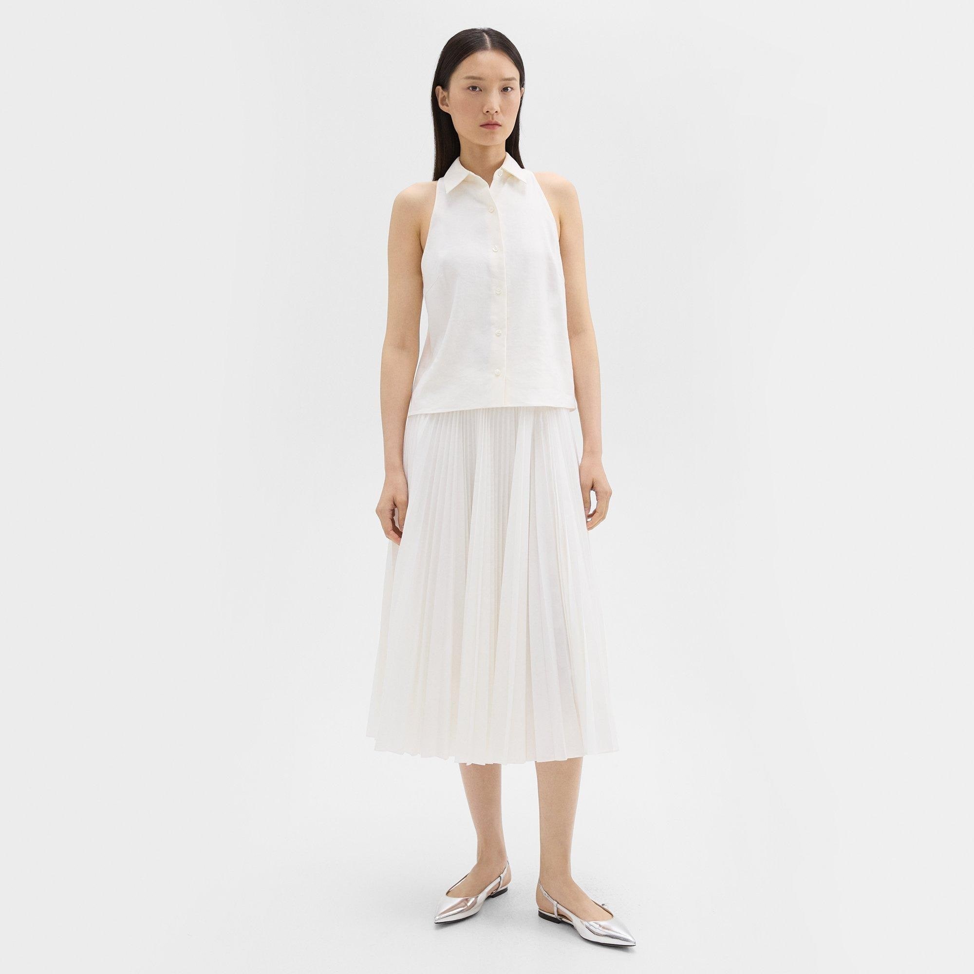 Halter Neck Shirt in Linen-Viscose - 6
