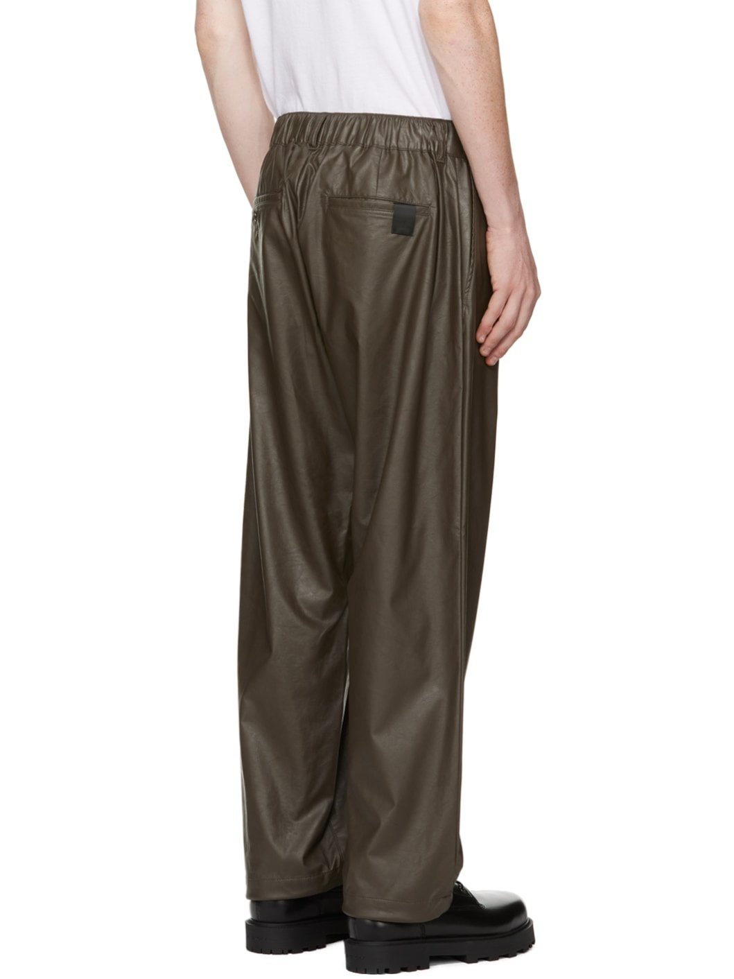 Brown Wide Faux-Leather Trousers - 3