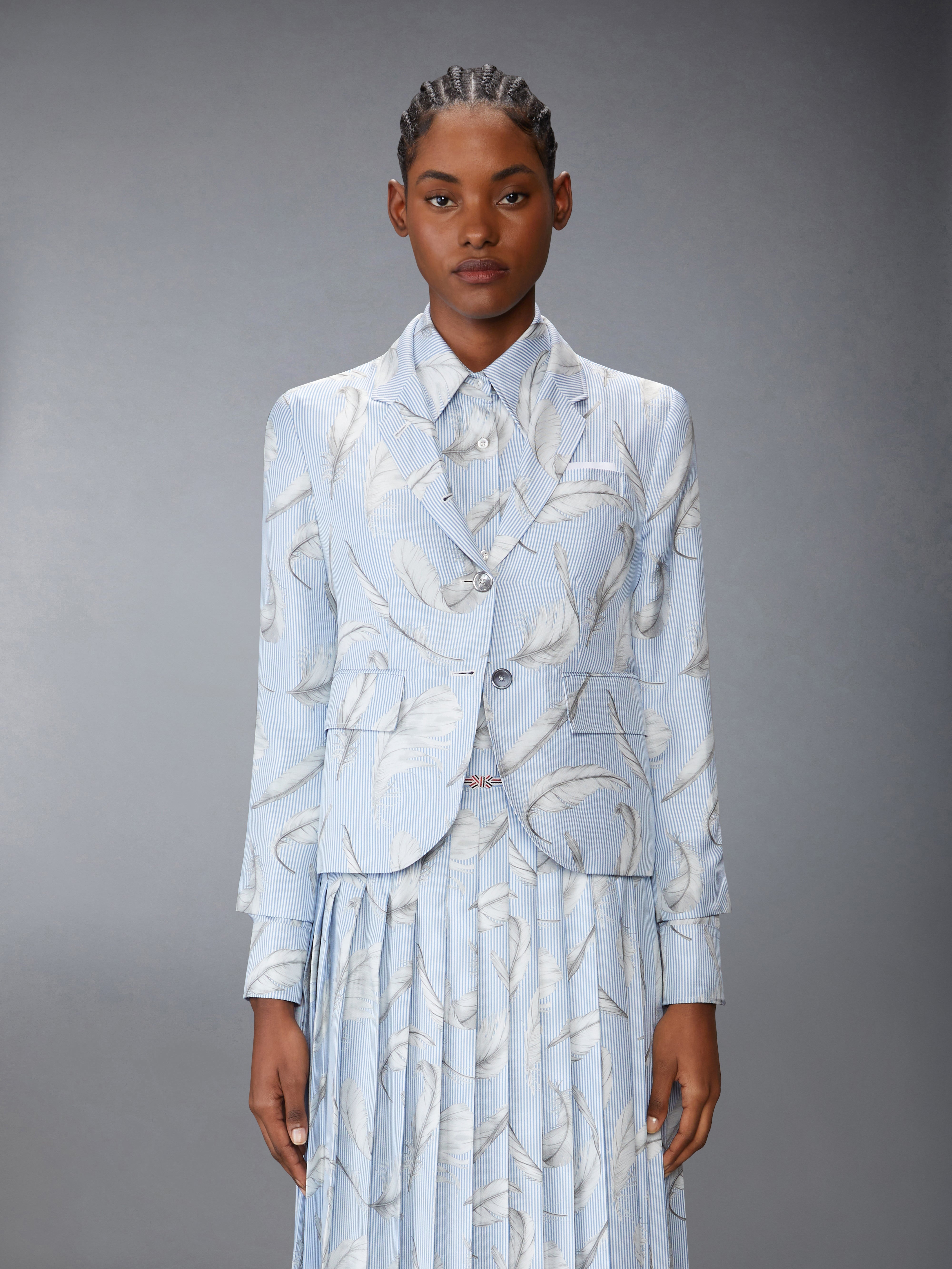 FEATHER PRINTED SILK TWILL HIGH ARMHOLE SPORTCOAT - 2