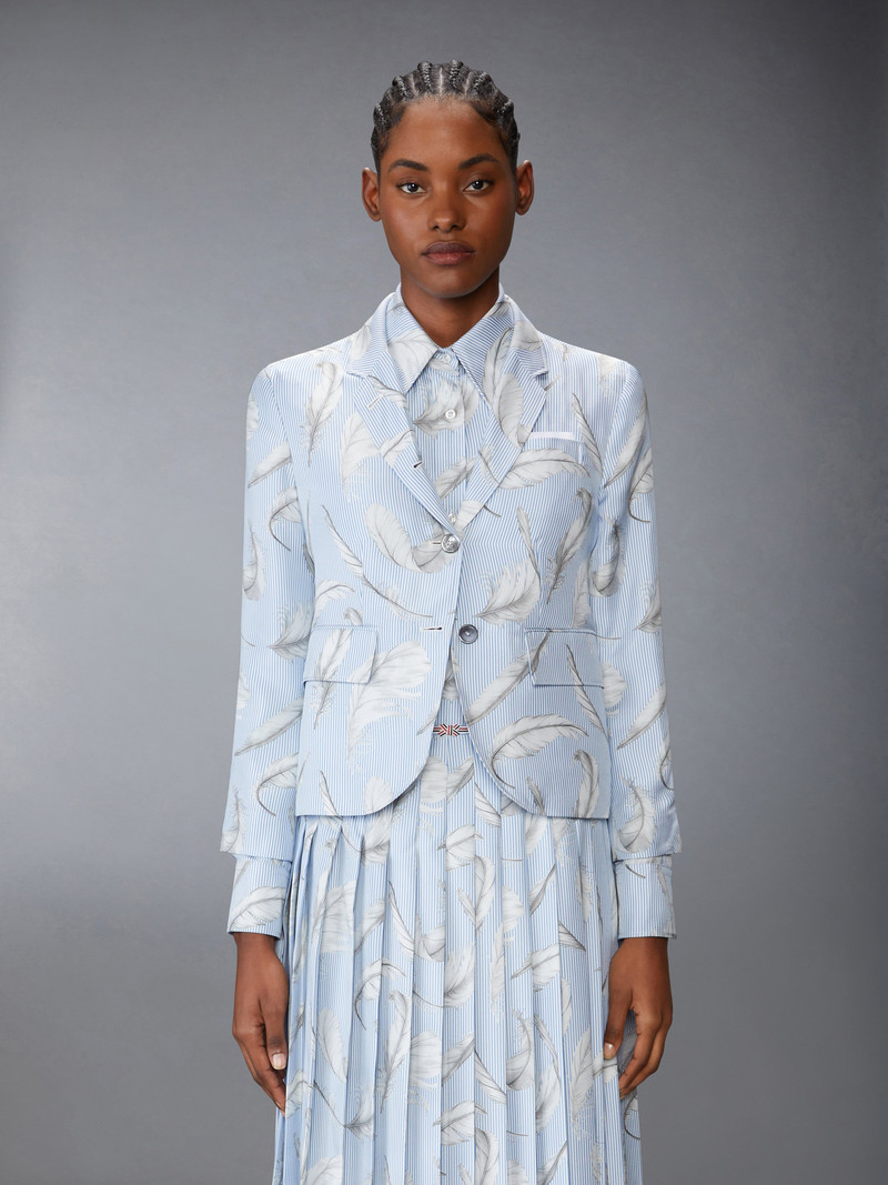 Thom Browne FEATHER PRINTED SILK TWILL HIGH ARMHOLE SPORTCOAT outlook