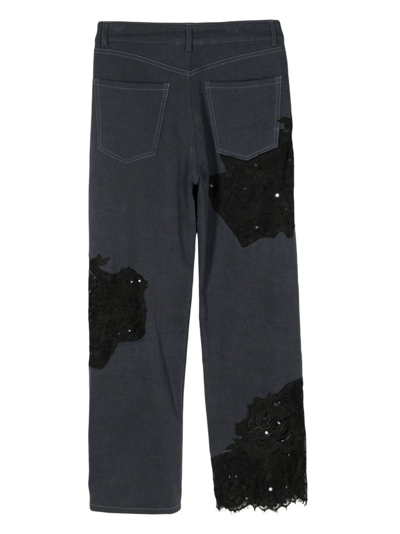 Collina Strada Mikaela sequin lace-detail jeans outlook