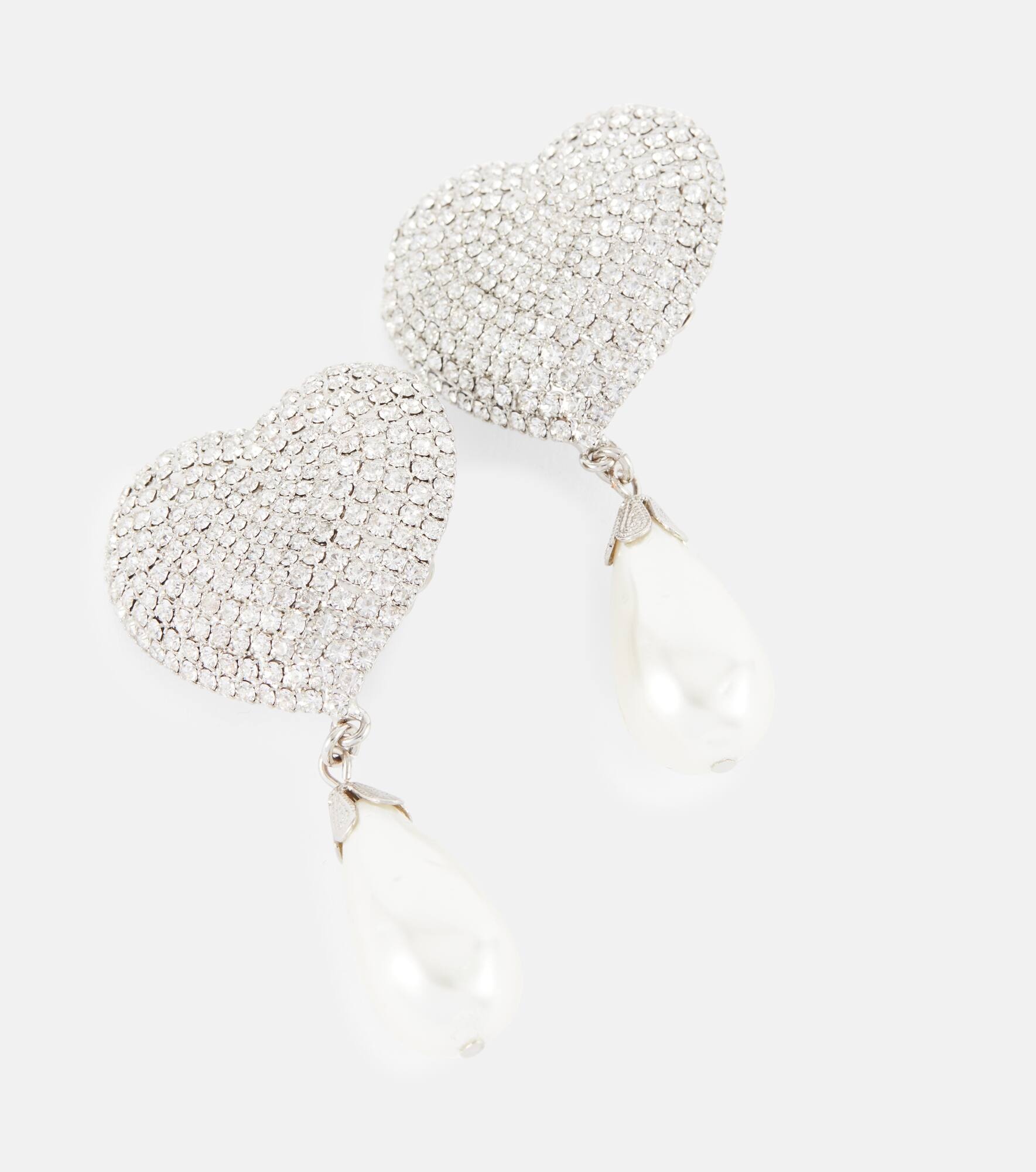Embellished faux pearl clip-on earrings - 4