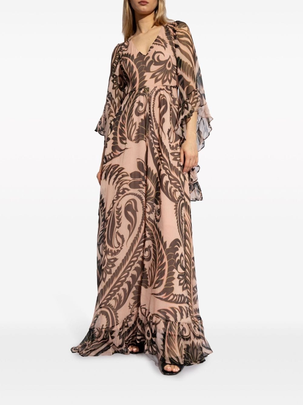graphic-print silk maxi dress - 3