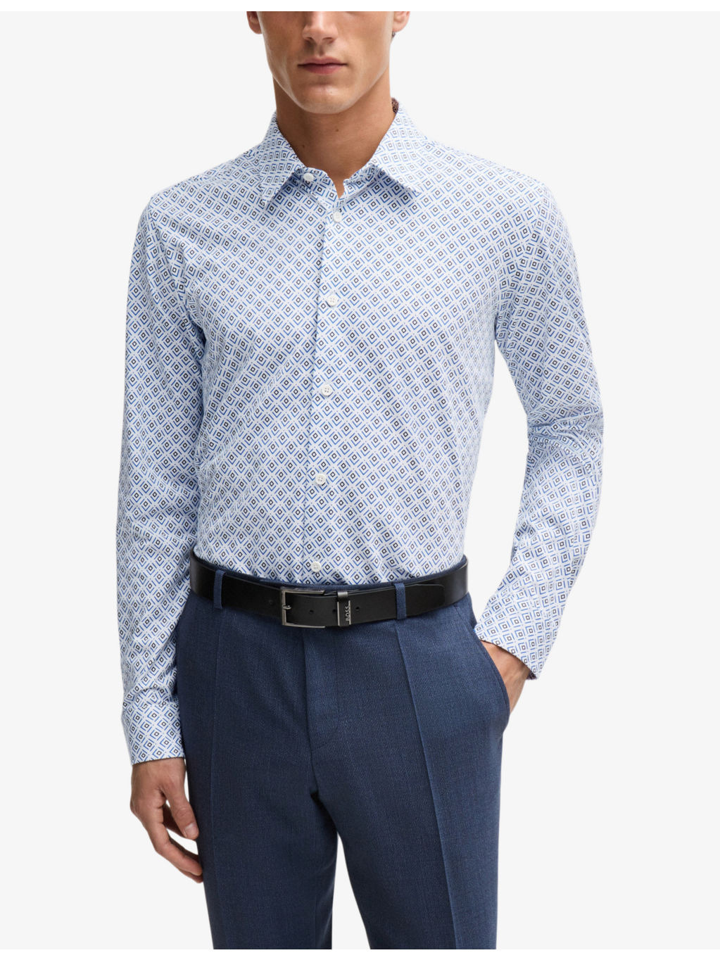 Printed slim-fit cotton-blend jersey shirt - 3