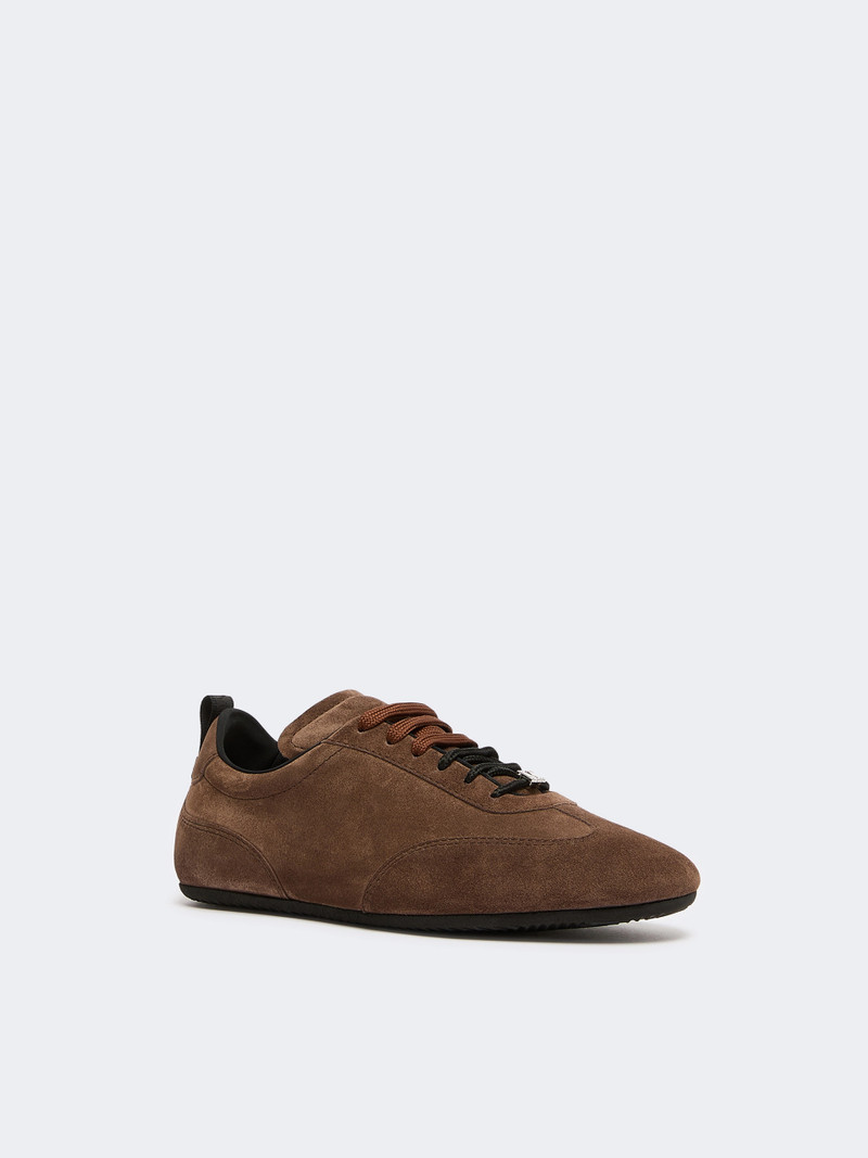 Max Mara STECCA Flat split-leather trainers - DARK BROWN outlook